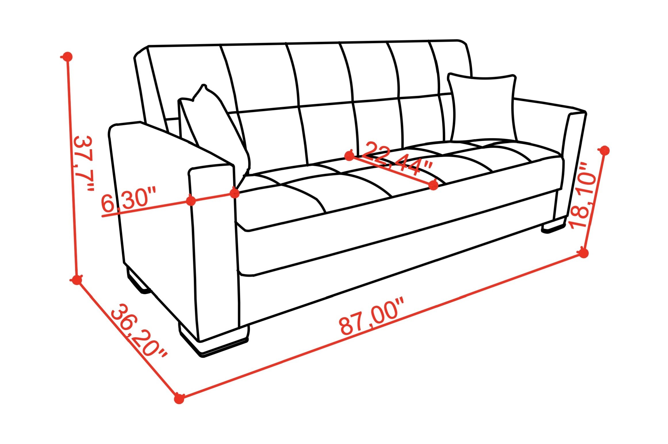 SM Armada Fabric Sleeper Sofa with Storage