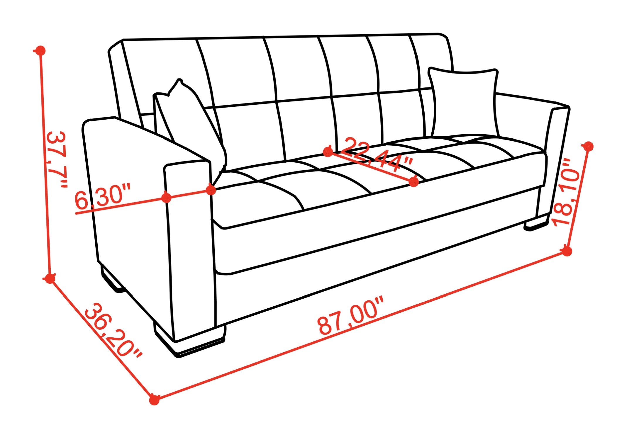 SM Armada Fabric/PU Sleeper Storage Living Room Set