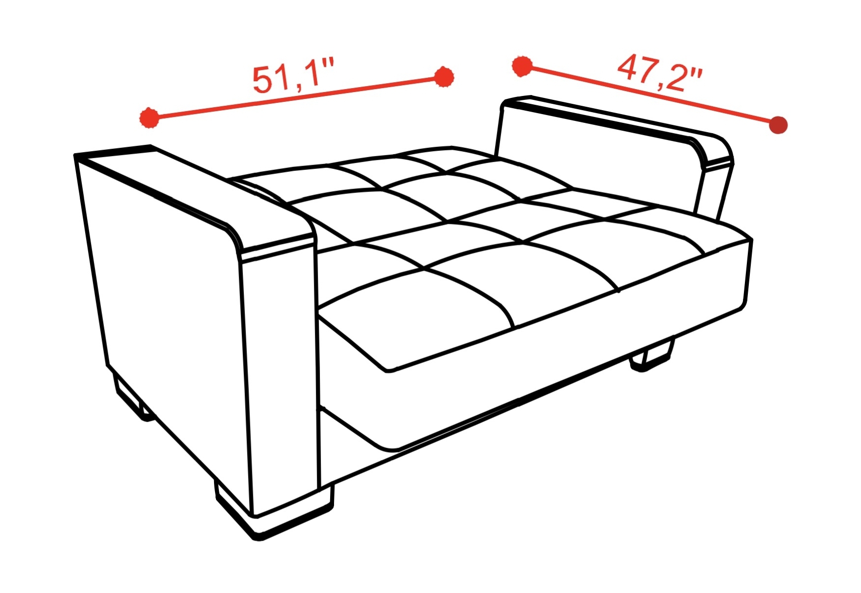SM Armada X Fabric/PU Sleeper Loveseat with Storage