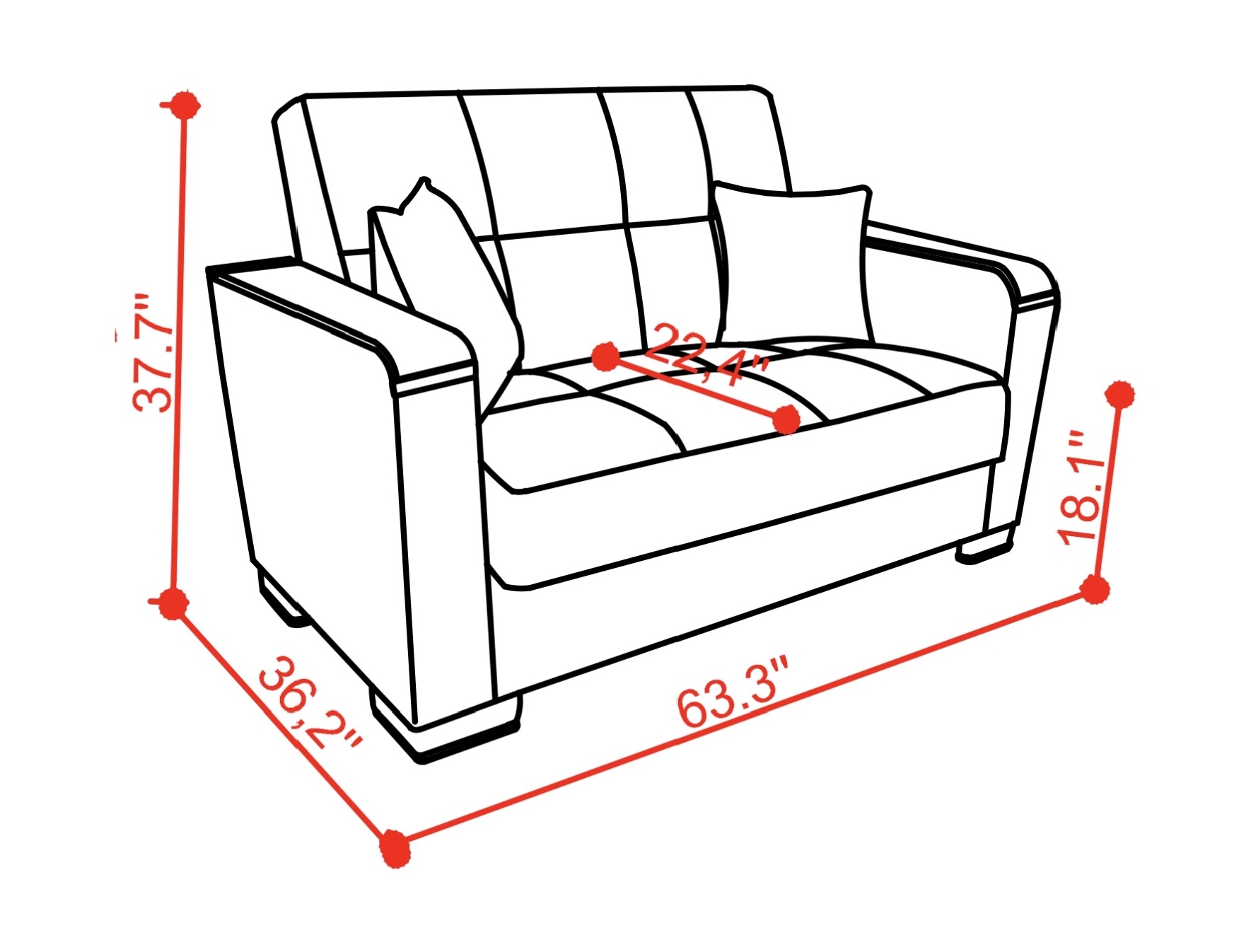 SM Armada X Fabric/PU Sleeper Loveseat with Storage