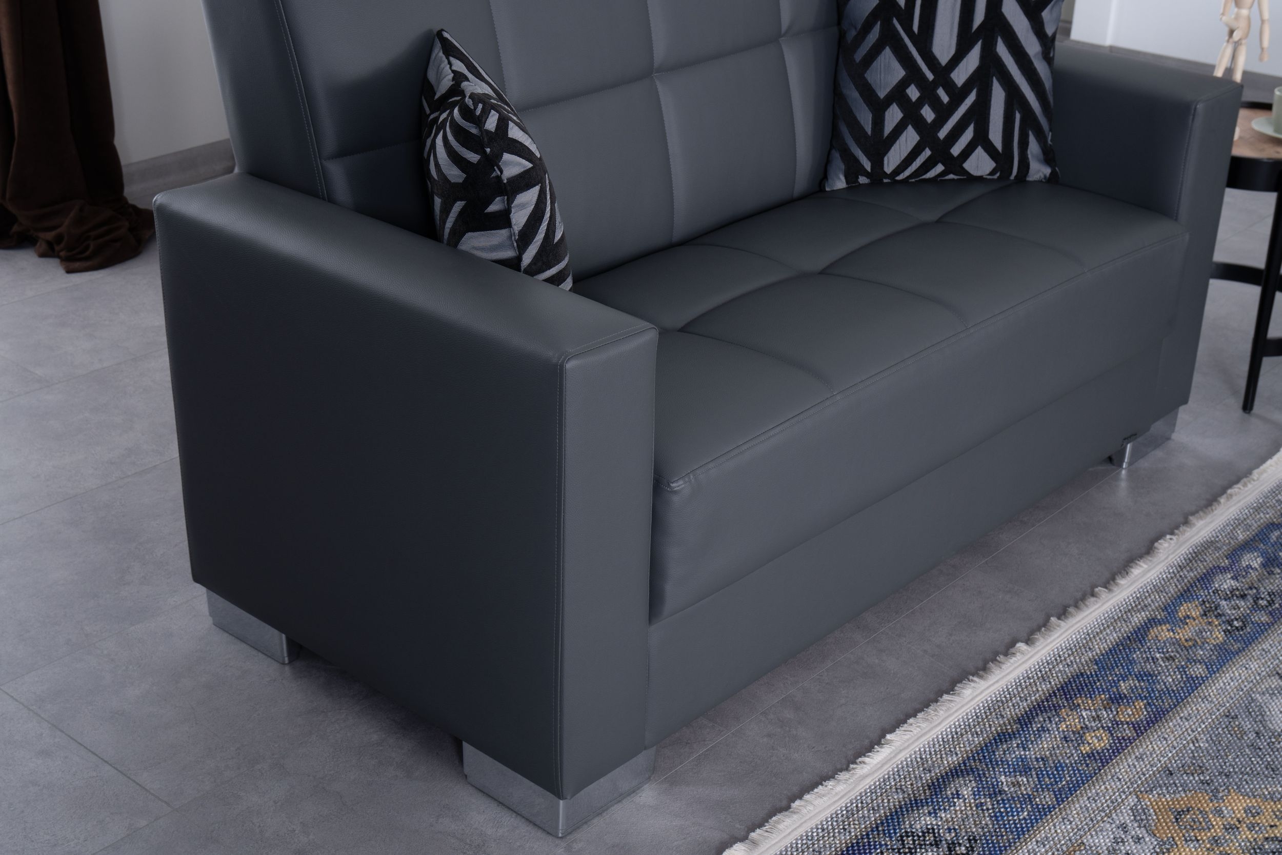 SM Armada Fabric/PU Sleeper Loveseat with Storage