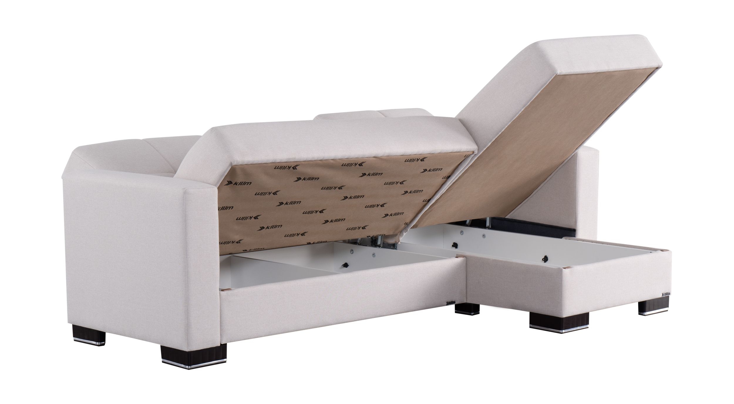 SM Armada Fabric/PU Reversible Chaise Sleeper Sectional Sofa