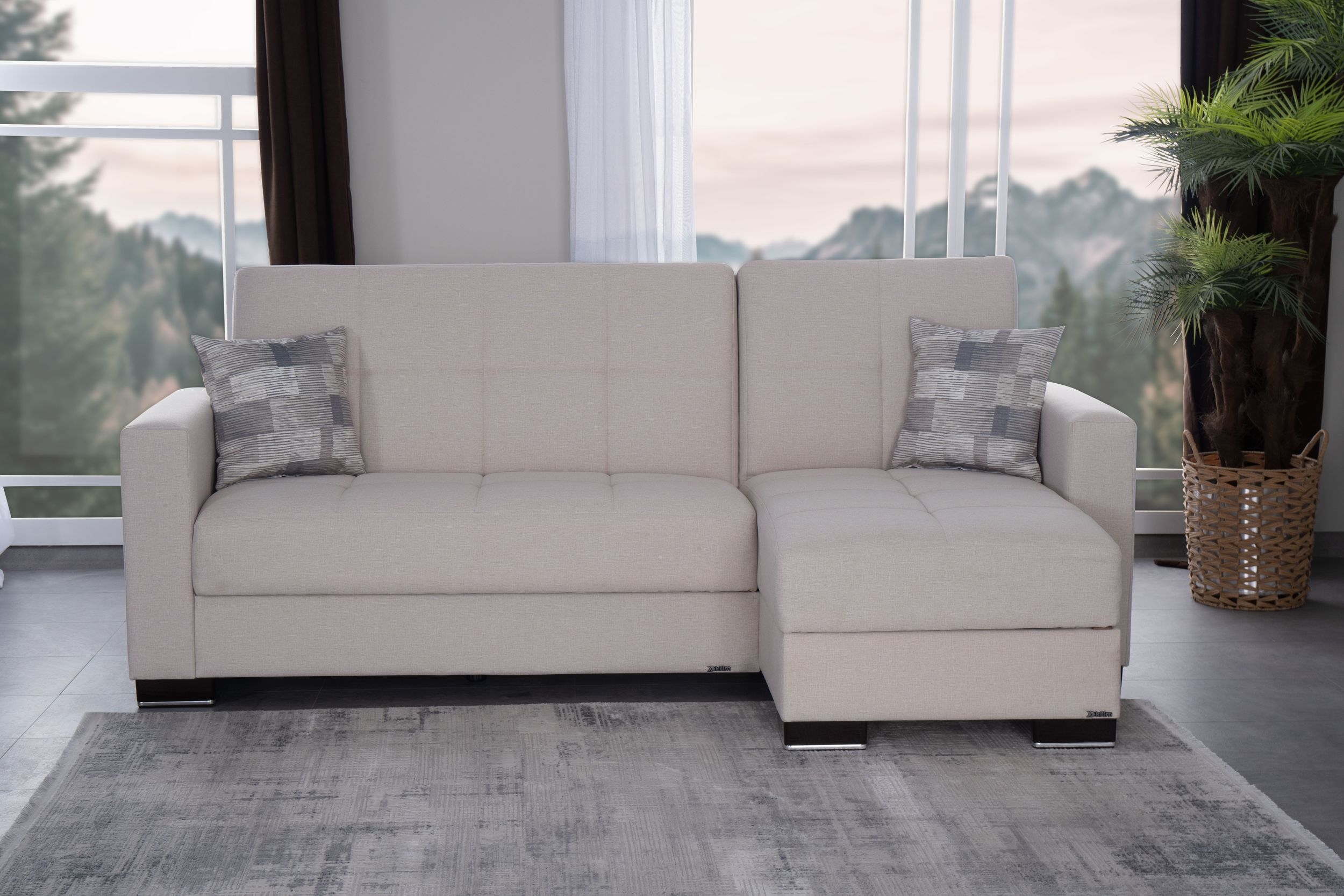 SM Armada Fabric Reversible Chaise Sleeper Storage Sectional Sofa