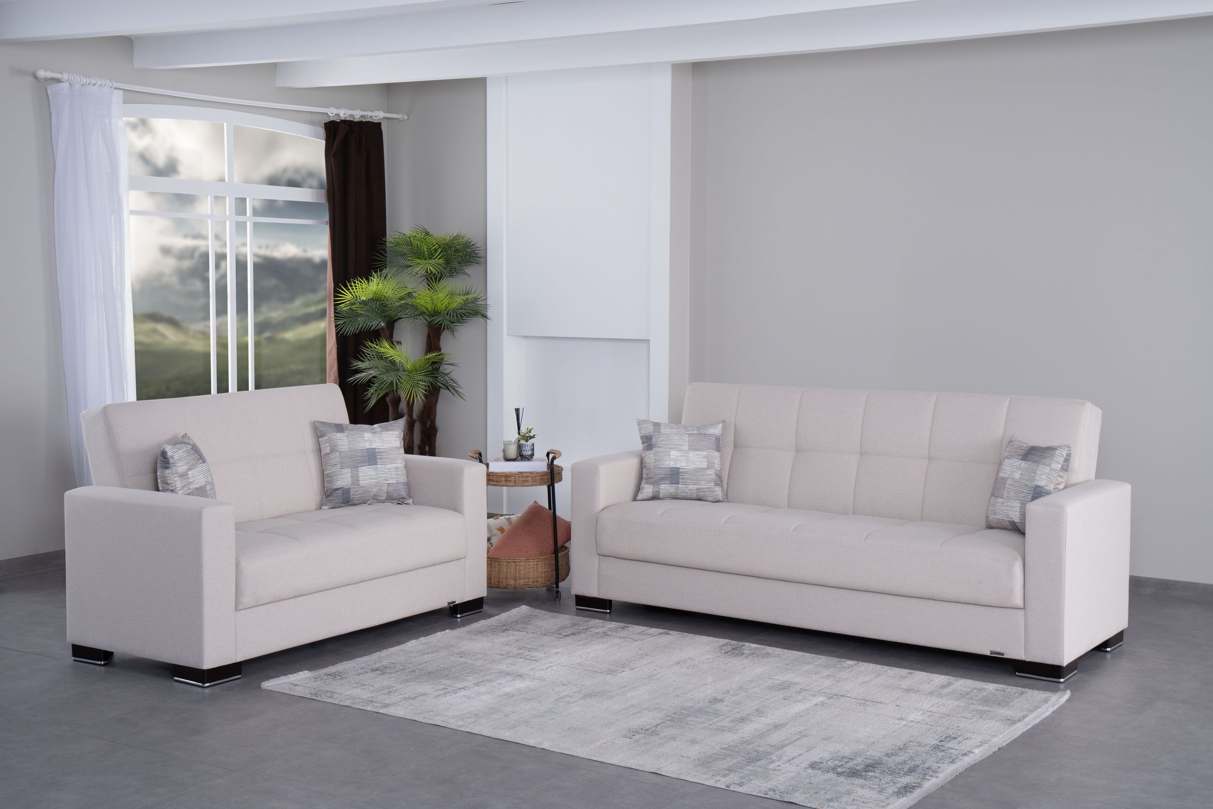 SM Armada Fabric/PU Sleeper Storage Living Room Set