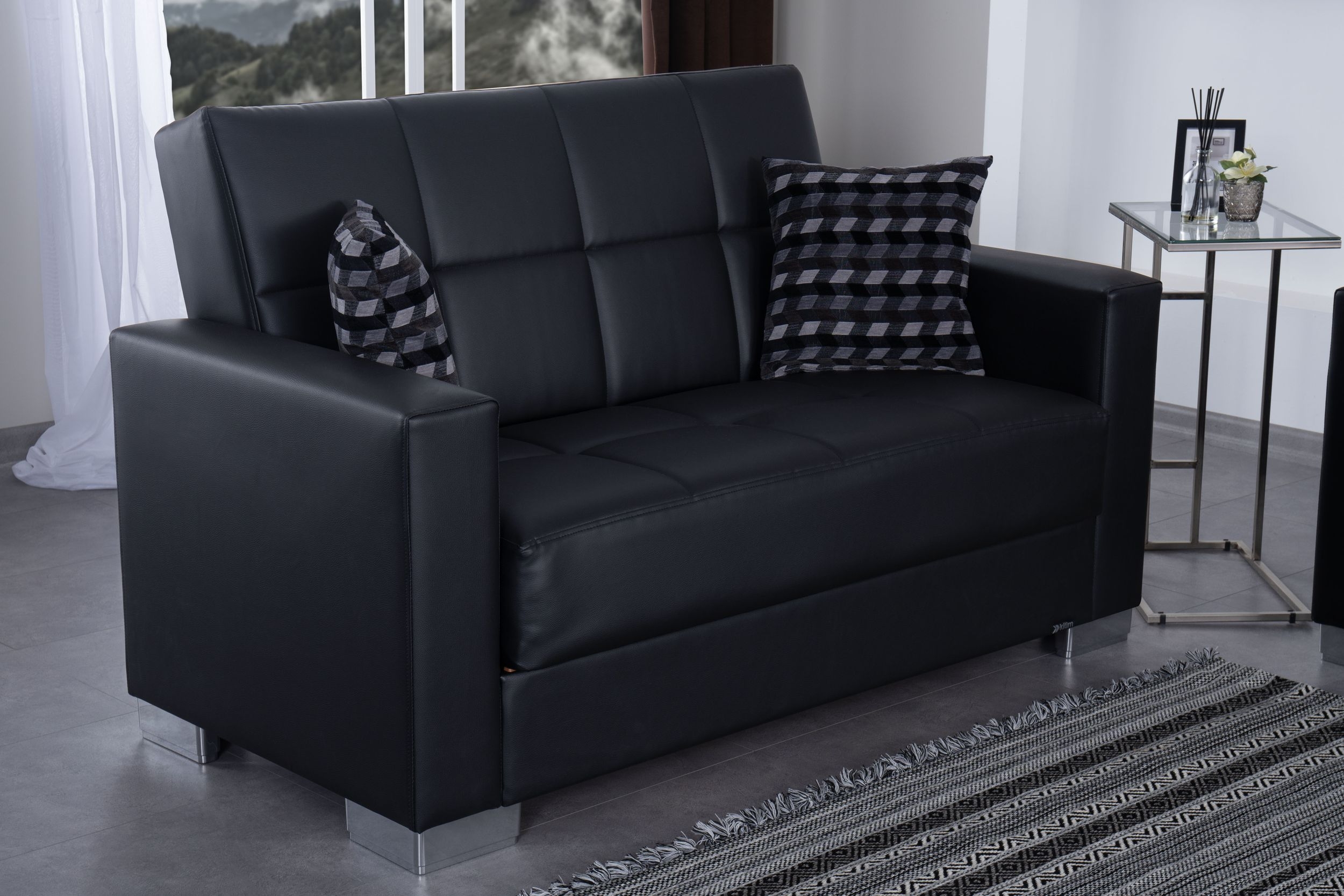 SM Armada Fabric/PU Sleeper Loveseat with Storage