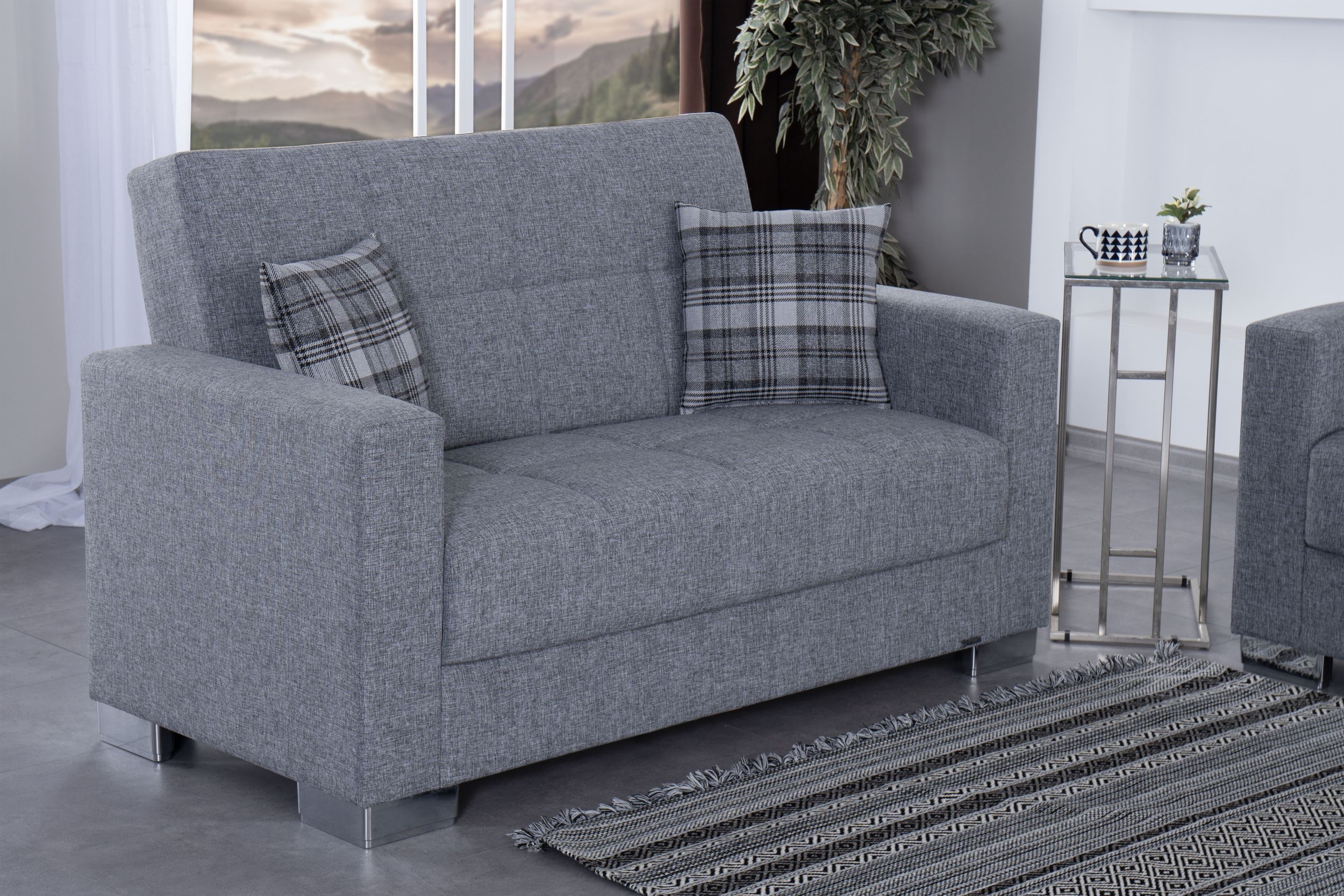 SM Armada Fabric/PU Sleeper Loveseat with Storage