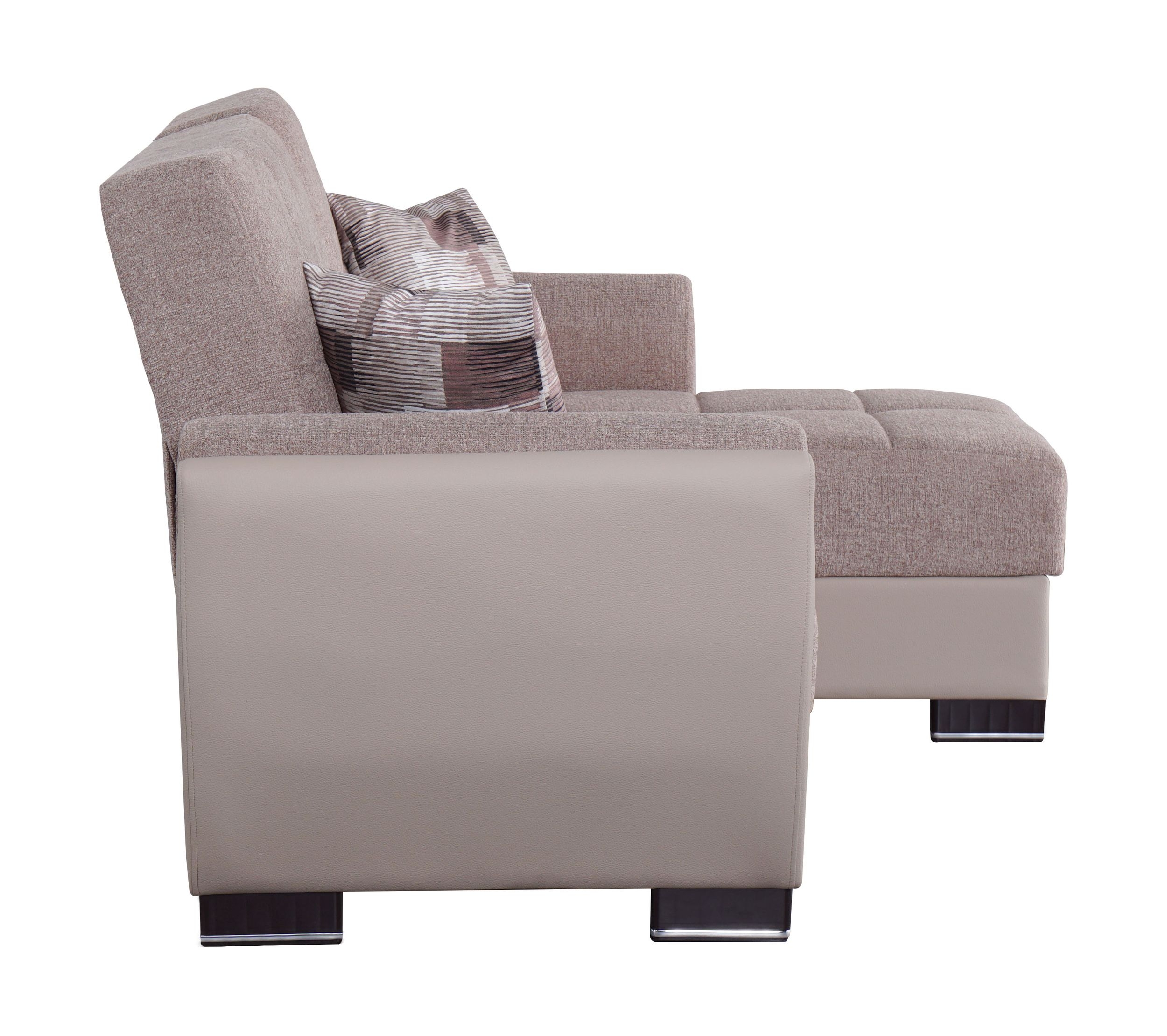 SM Armada Air Fabric/PU Reversible Chaise Sleeper Sectional Sofa with Storage