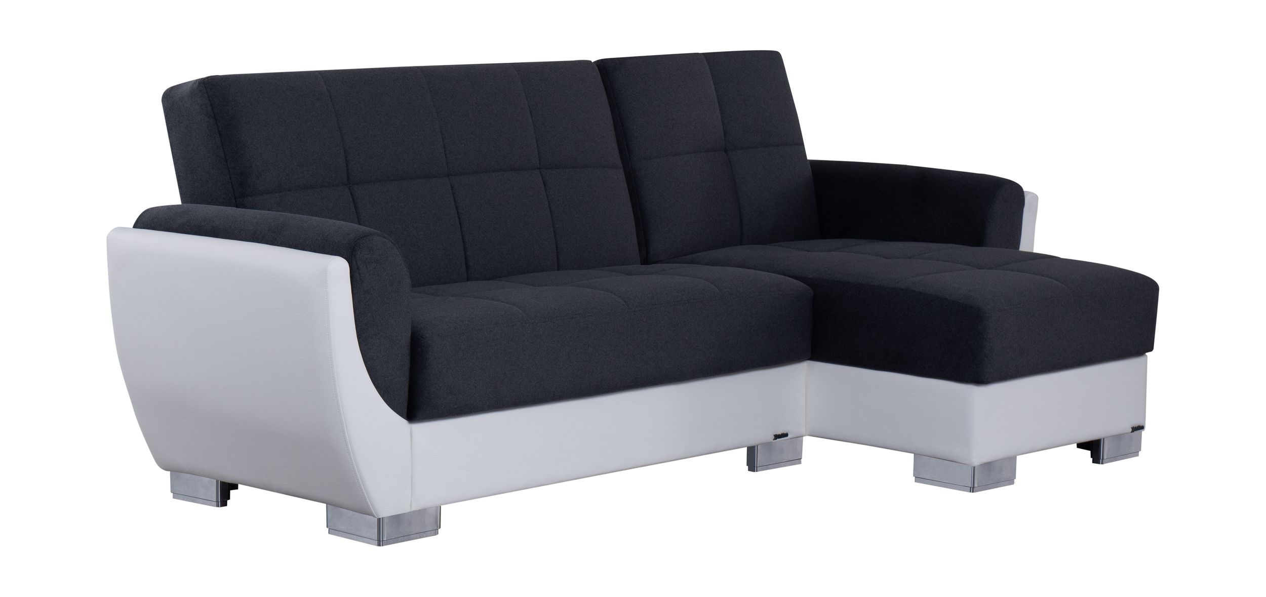 SM Armada Air Fabric/PU Reversible Chaise Sleeper Sectional Sofa with Storage