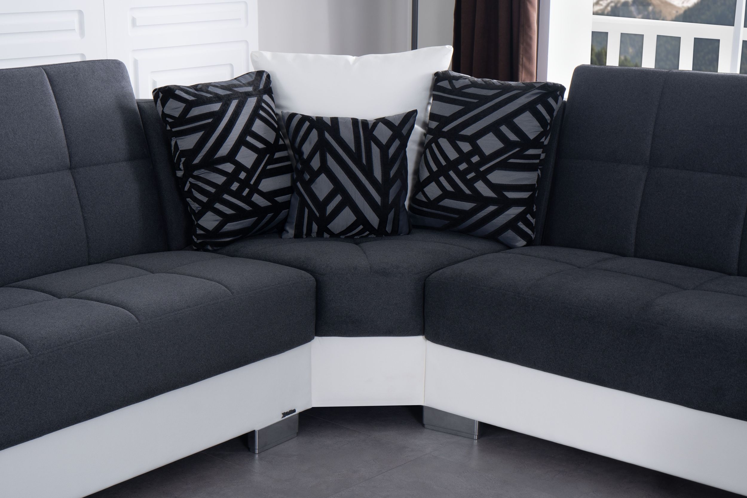 SM Armada Air Fabric/PU Reversible L-Shape Sectional Sofa