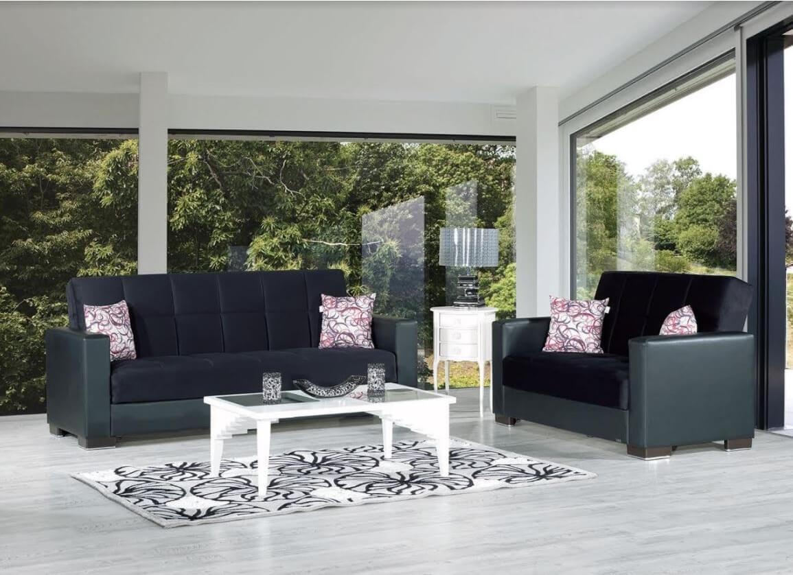 Armada Fabric/PU Convertible Loveseat