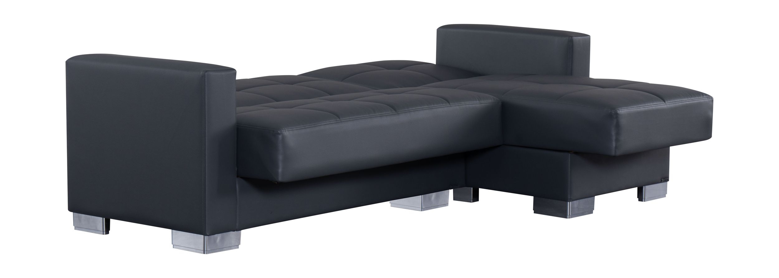SM Armada Fabric/PU Reversible Chaise Sleeper Sectional Sofa