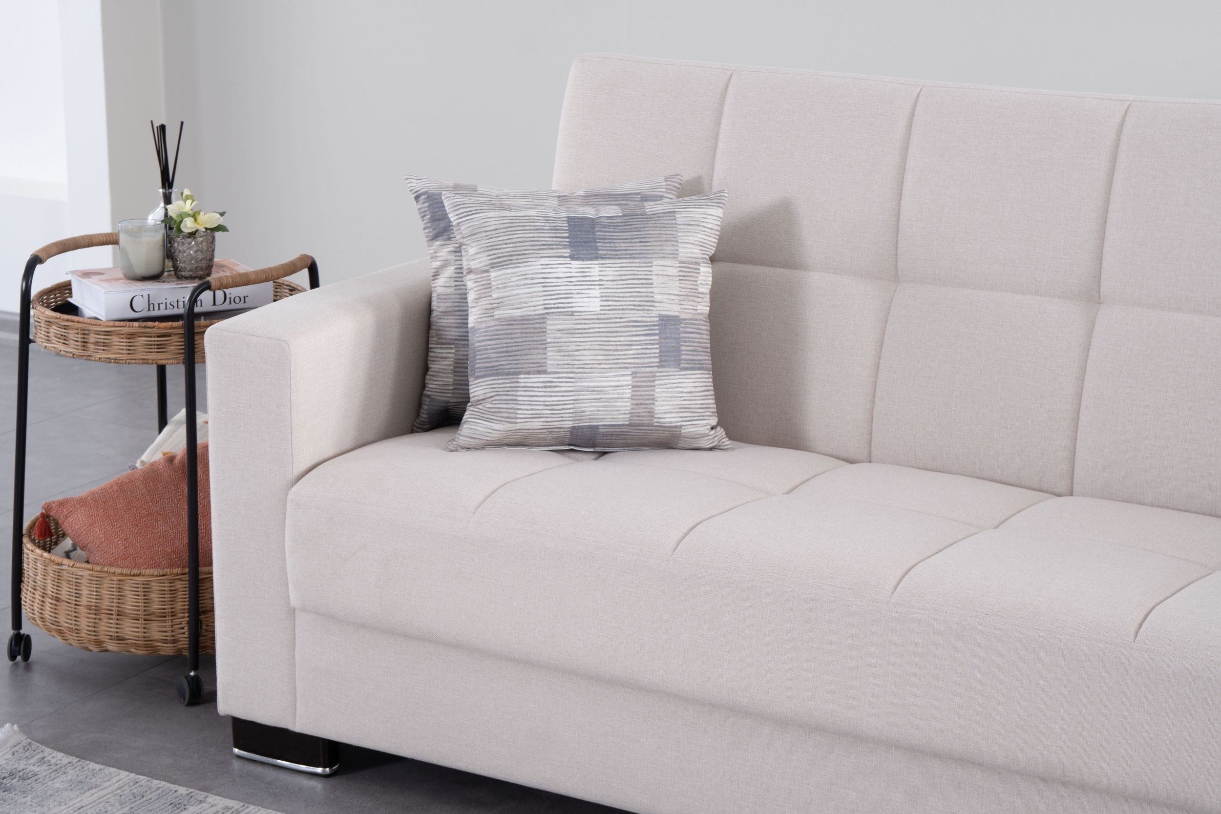 SM Armada Fabric/PU Reversible L-Shape Sleeper Storage Sectional Sofa