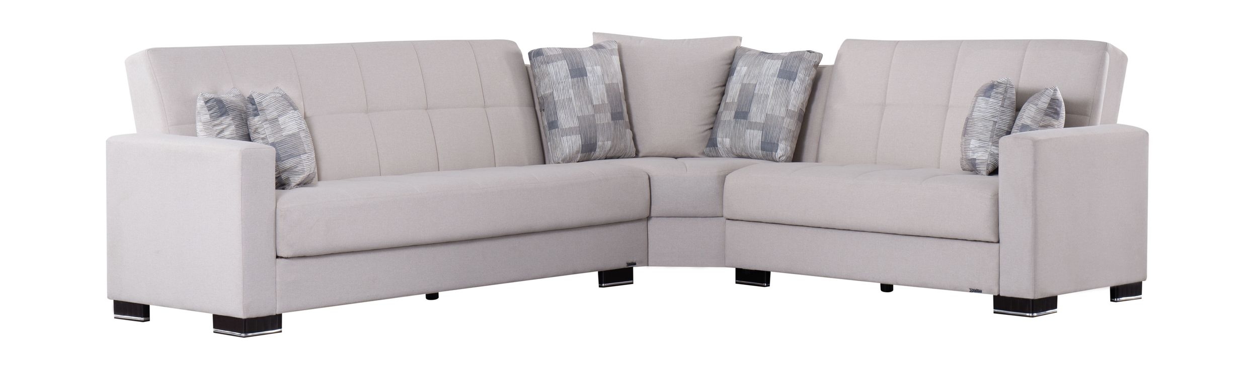 SM Armada Fabric/PU Reversible L-Shape Sleeper Storage Sectional Sofa