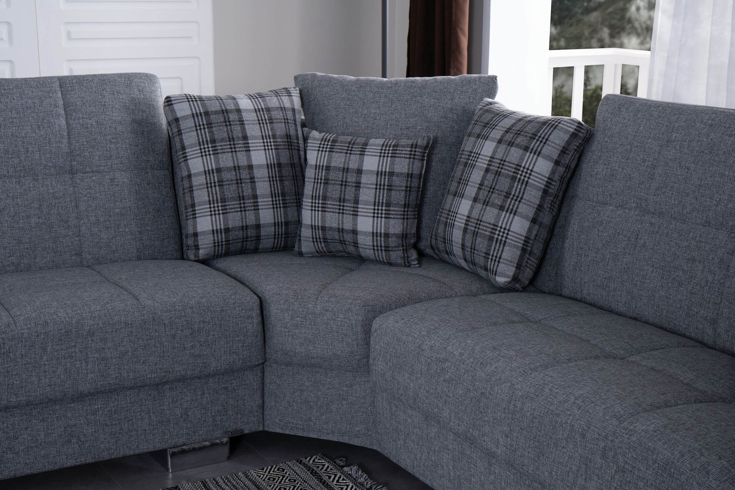 SM Armada Fabric/PU Reversible L-Shape Sleeper Storage Sectional Sofa