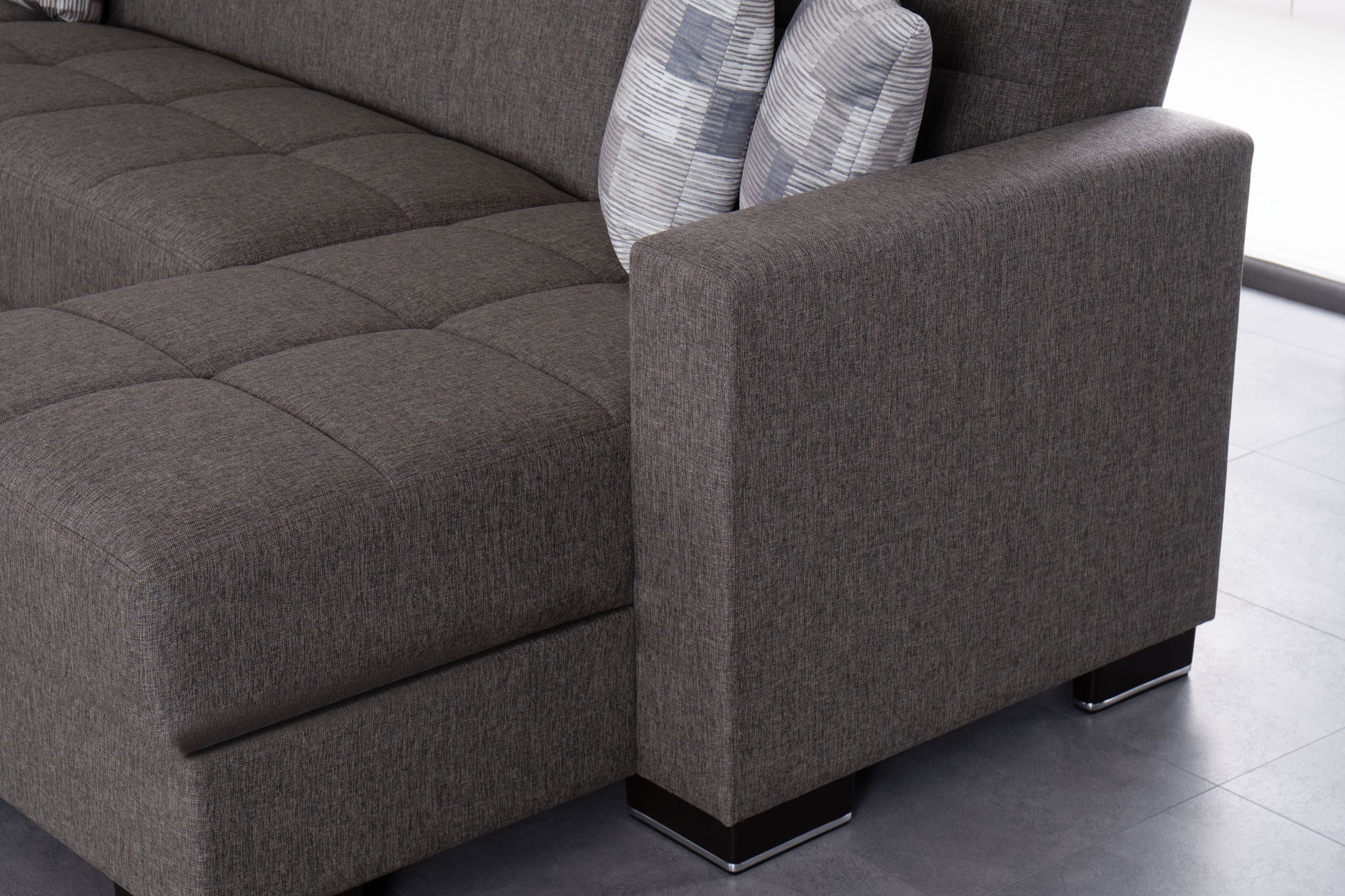 SM Armada Fabric Reversible L-Shape Sleeper Storage Sectional Sofa with Chaise