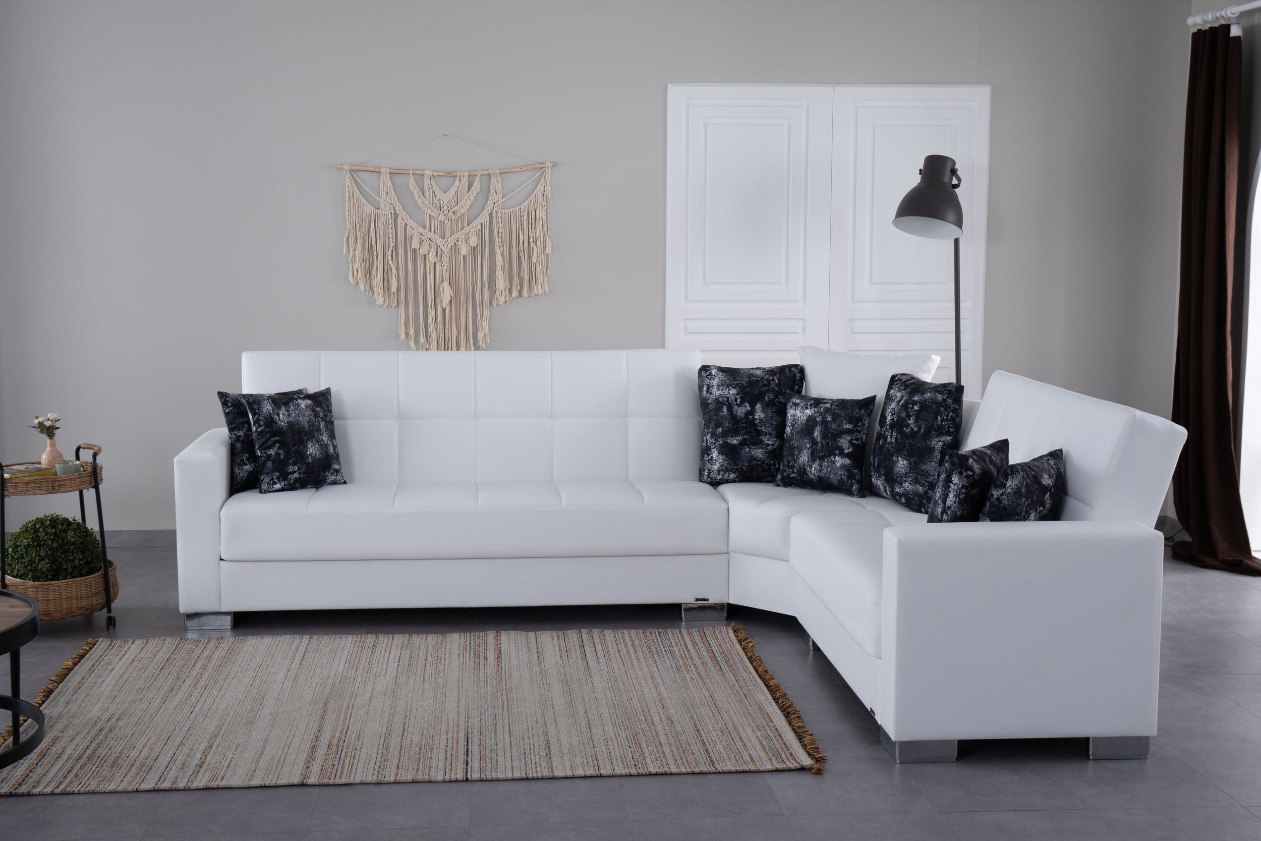 SM Armada PU Reversible L-Shape Sleeper Storage Sectional Sofa