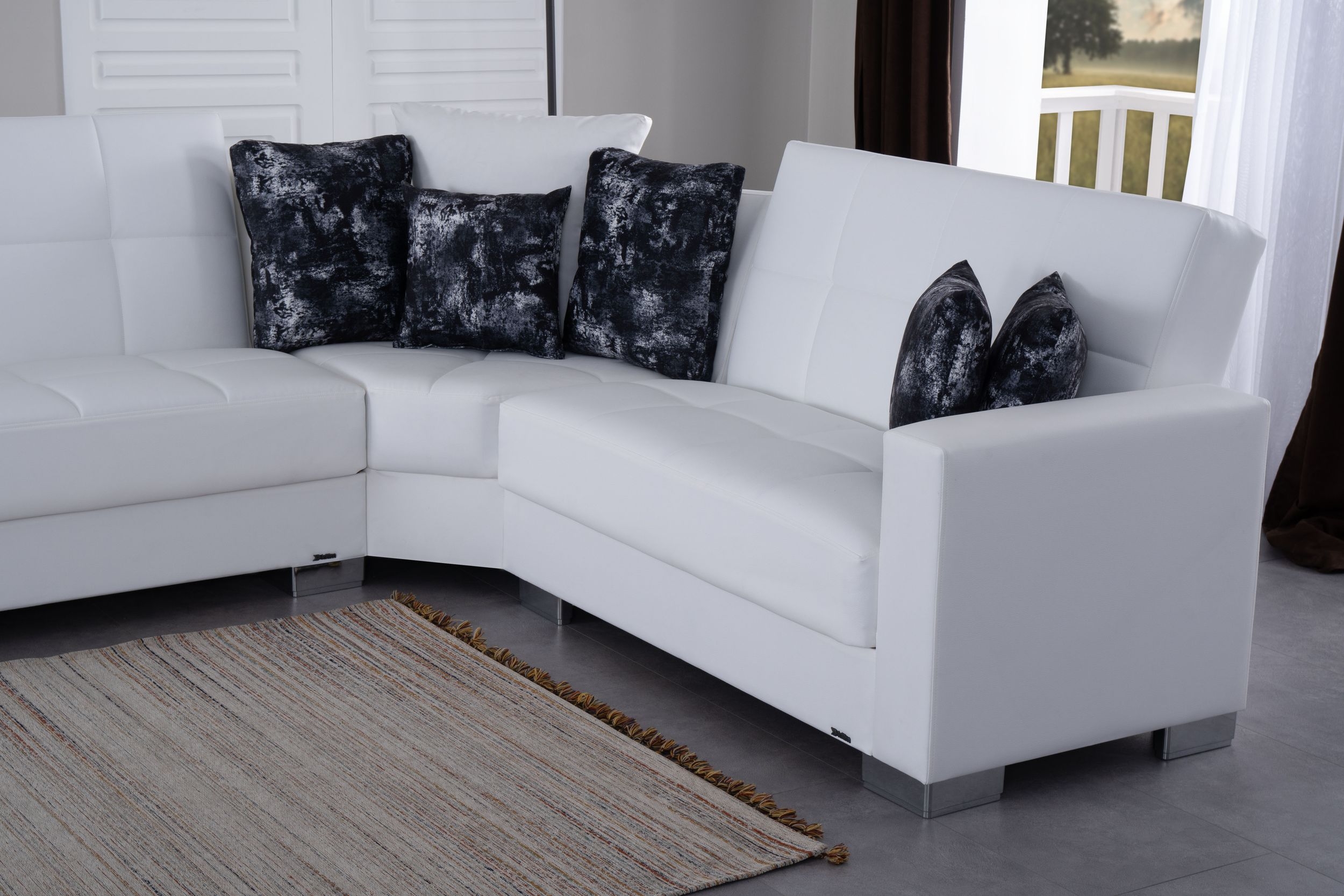 SM Armada PU Reversible L-Shape Sleeper Storage Sectional Sofa