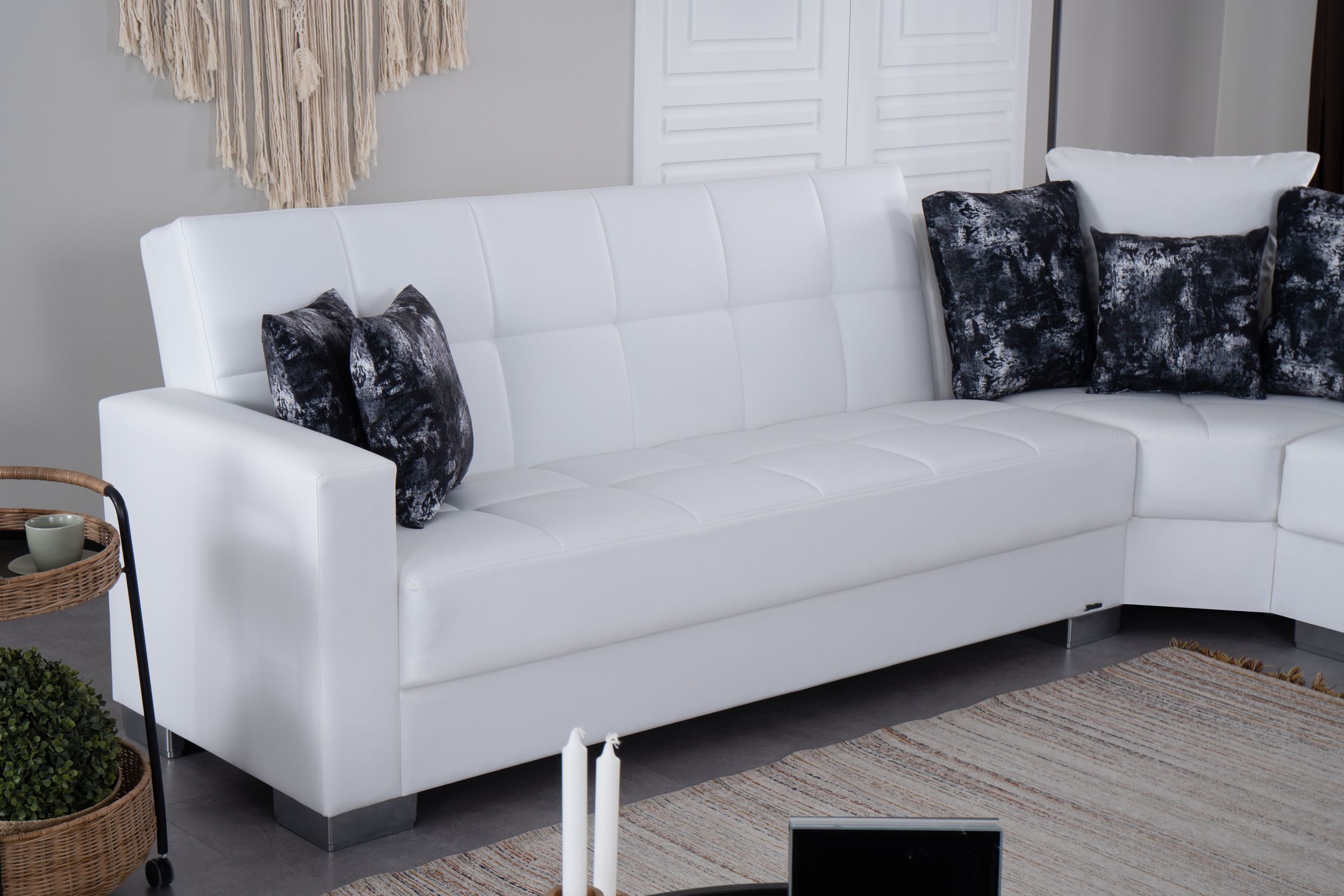SM Armada PU Reversible L-Shape Sleeper Storage Sectional Sofa