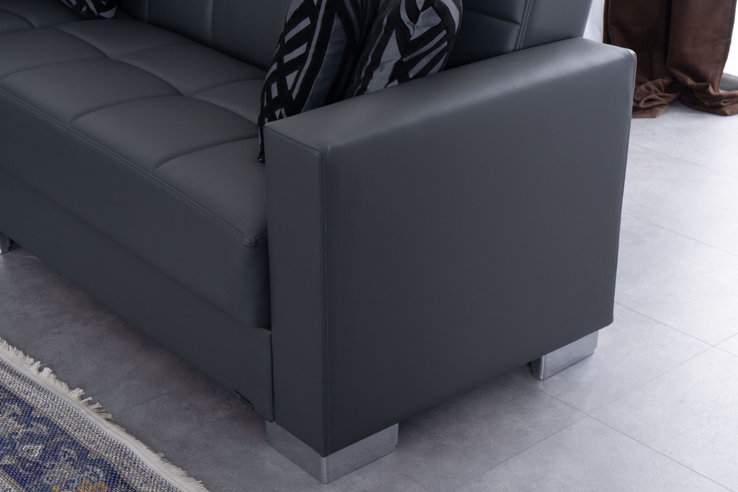 SM Armada Fabric/PU Reversible L-Shape Sleeper Storage Sectional Sofa