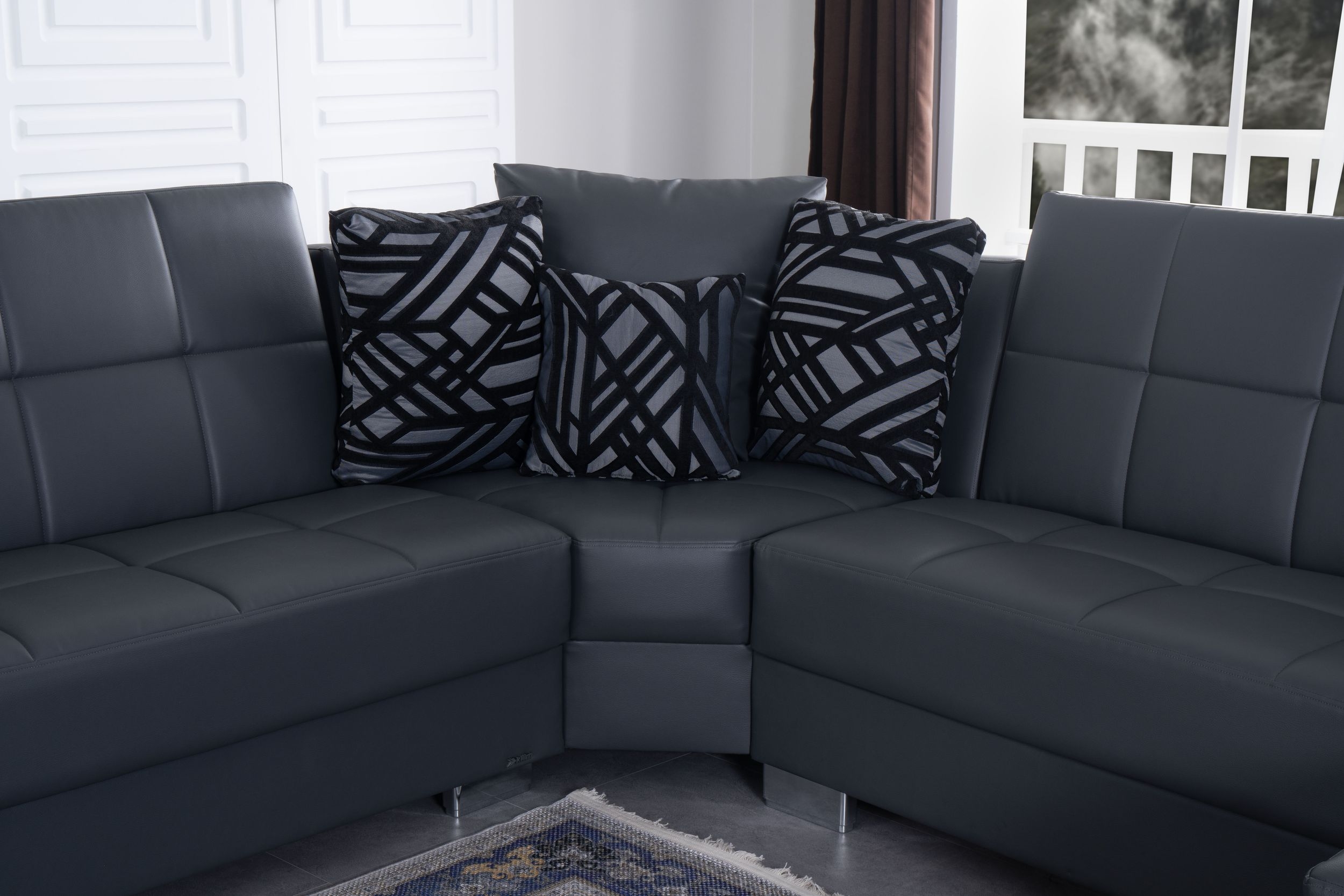SM Armada Fabric/PU Reversible L-Shape Sleeper Storage Sectional Sofa