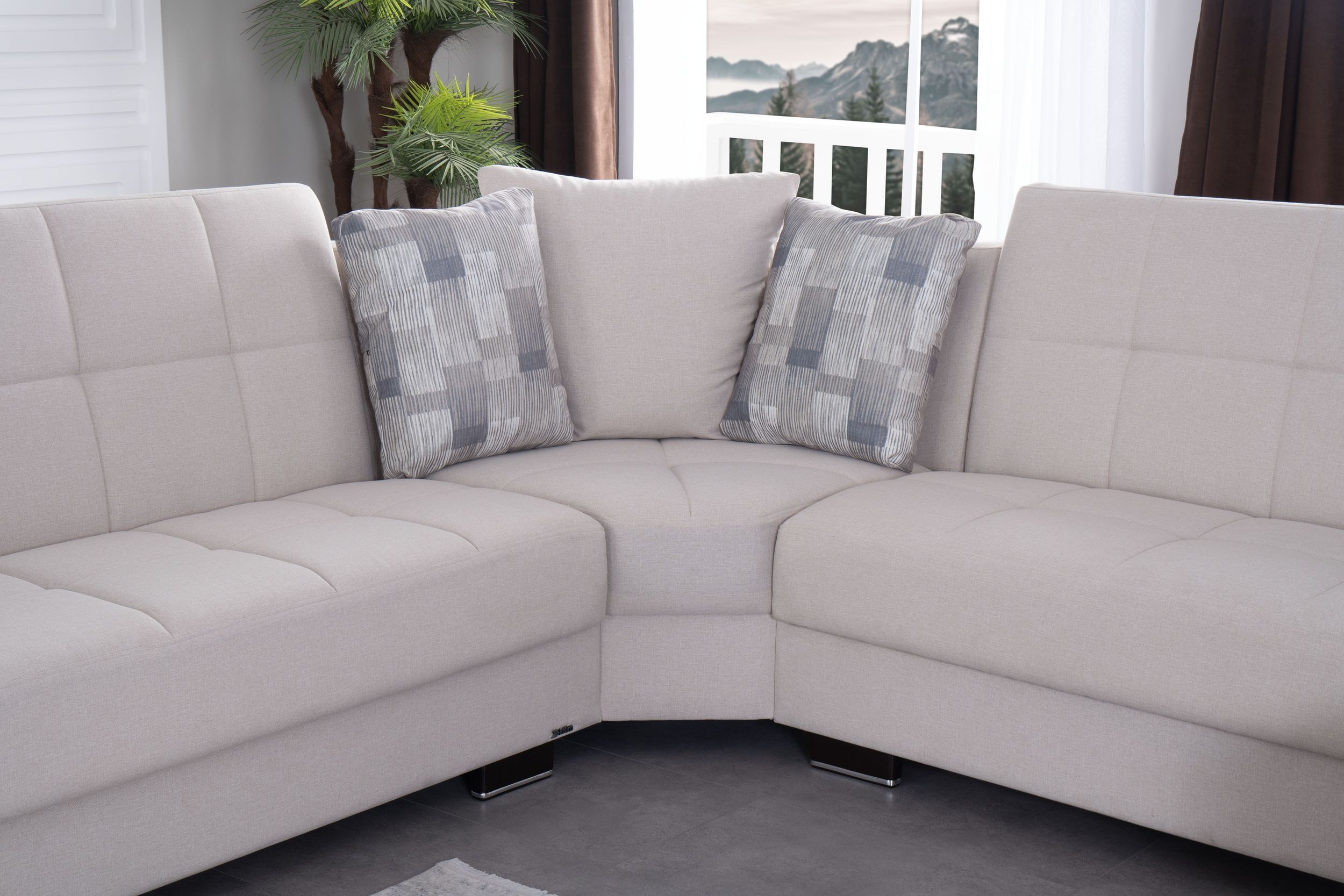 SM Armada Fabric/PU Reversible L-Shape Sleeper Storage Sectional Sofa with Chaise