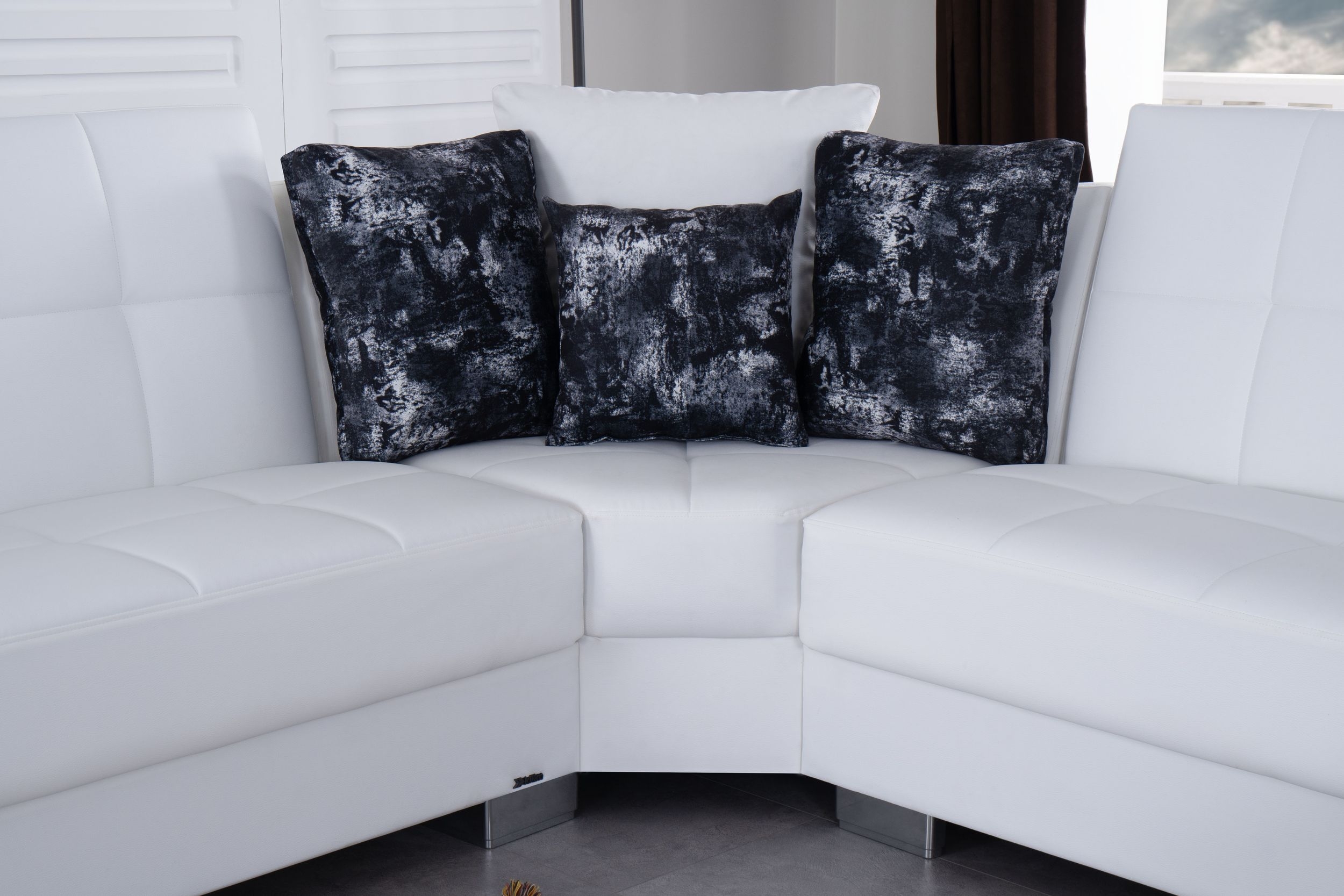 SM Armada Fabric/PU Reversible L-Shape Sleeper Storage Sectional Sofa with Chaise