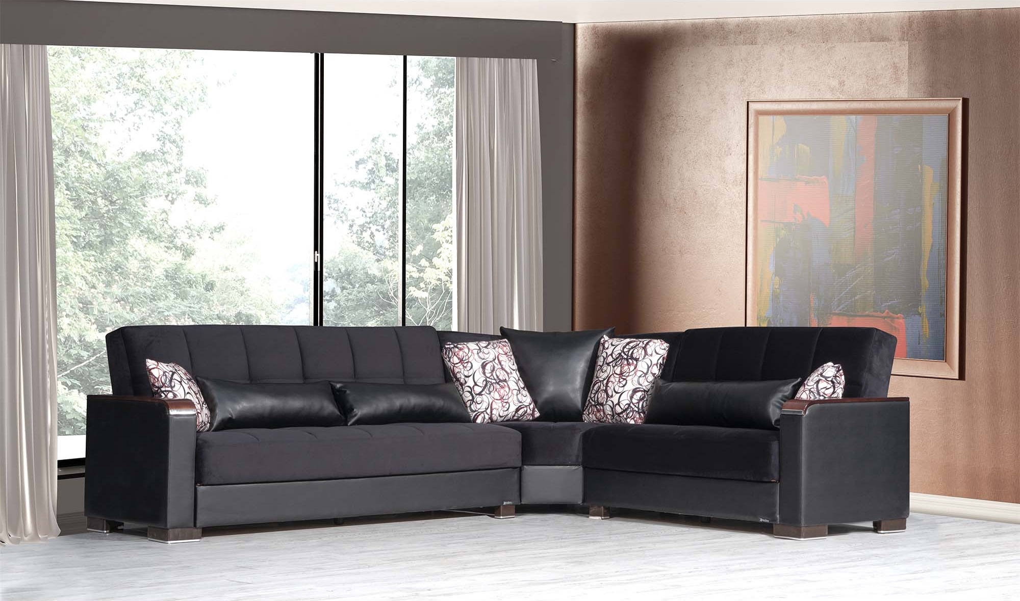 Armada X Microfiber/PU Convertible L-Shaped Sectional