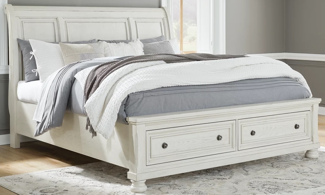 Ashley SM Robbinsdale Wood Veneer Sleigh Storage Queen Size Bed