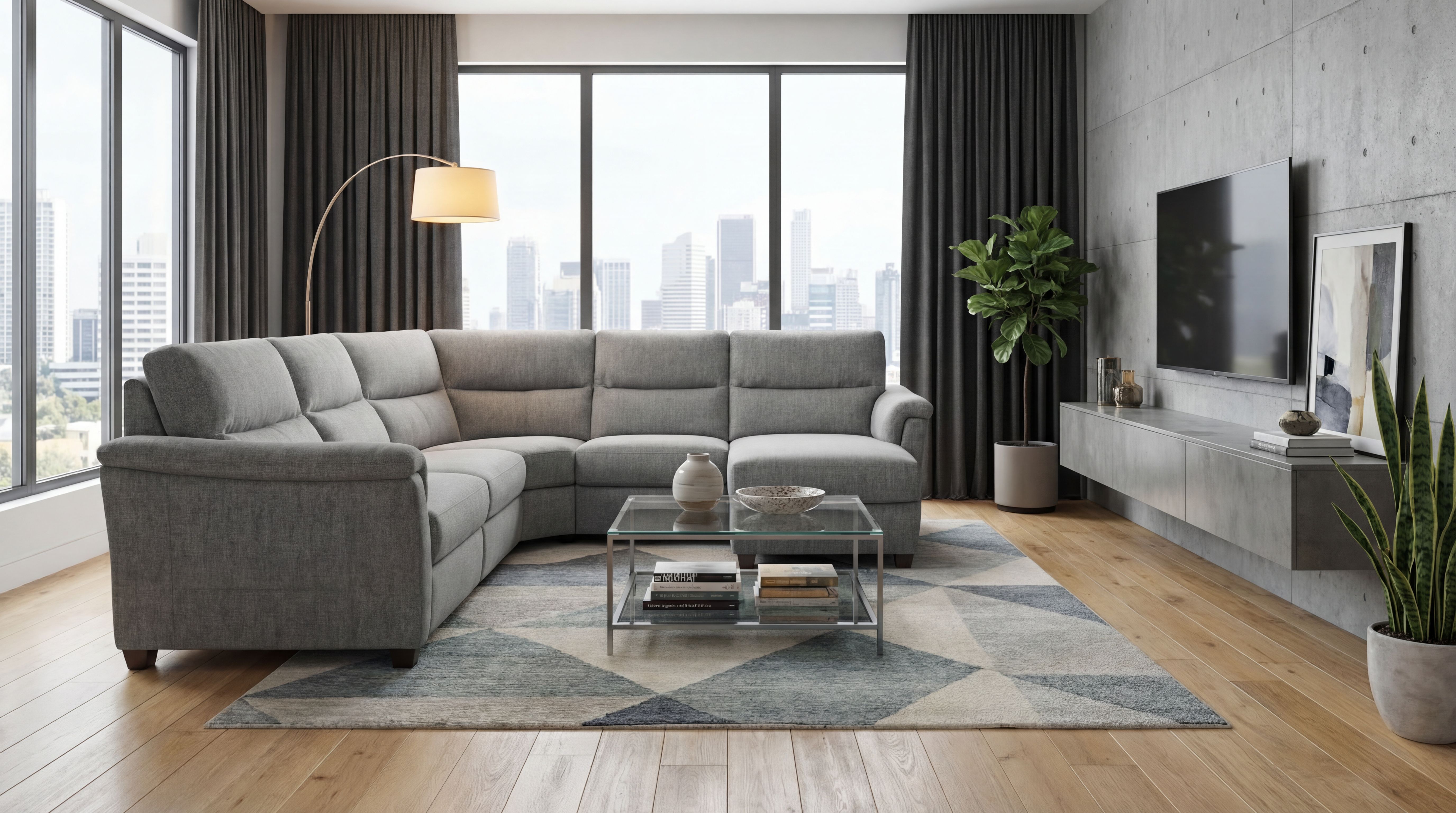Astuzia Premium Fabric U-Shape Sectional Sofa with Chaise
