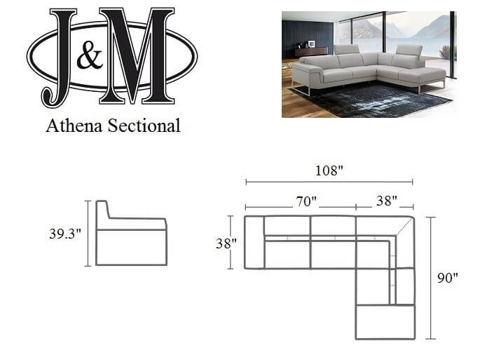 Athena Leather Left Hand Facing Sectional