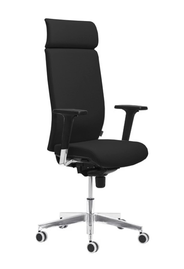 Aura Executive Chair w/Fixed Head Support; Adjustable Backrest & Seat, Synchronous Mechanism 5 Fixating Positions (Polished Aluminium Base)