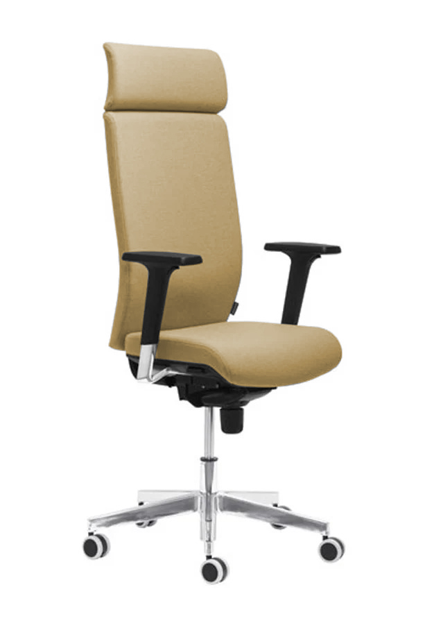 Aura Executive Chair w/Fixed Head Support; Adjustable Backrest & Seat, Synchronous Mechanism 5 Fixating Positions (Polished Aluminium Base)