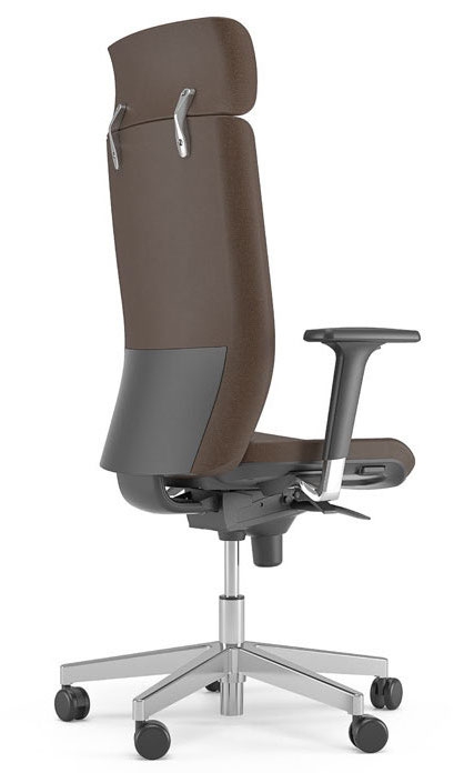 Aura Executive Chair w/Fixed Head Support; Adjustable Backrest & Seat, Synchronous Mechanism 5 Fixating Positions (Polished Aluminium Base)