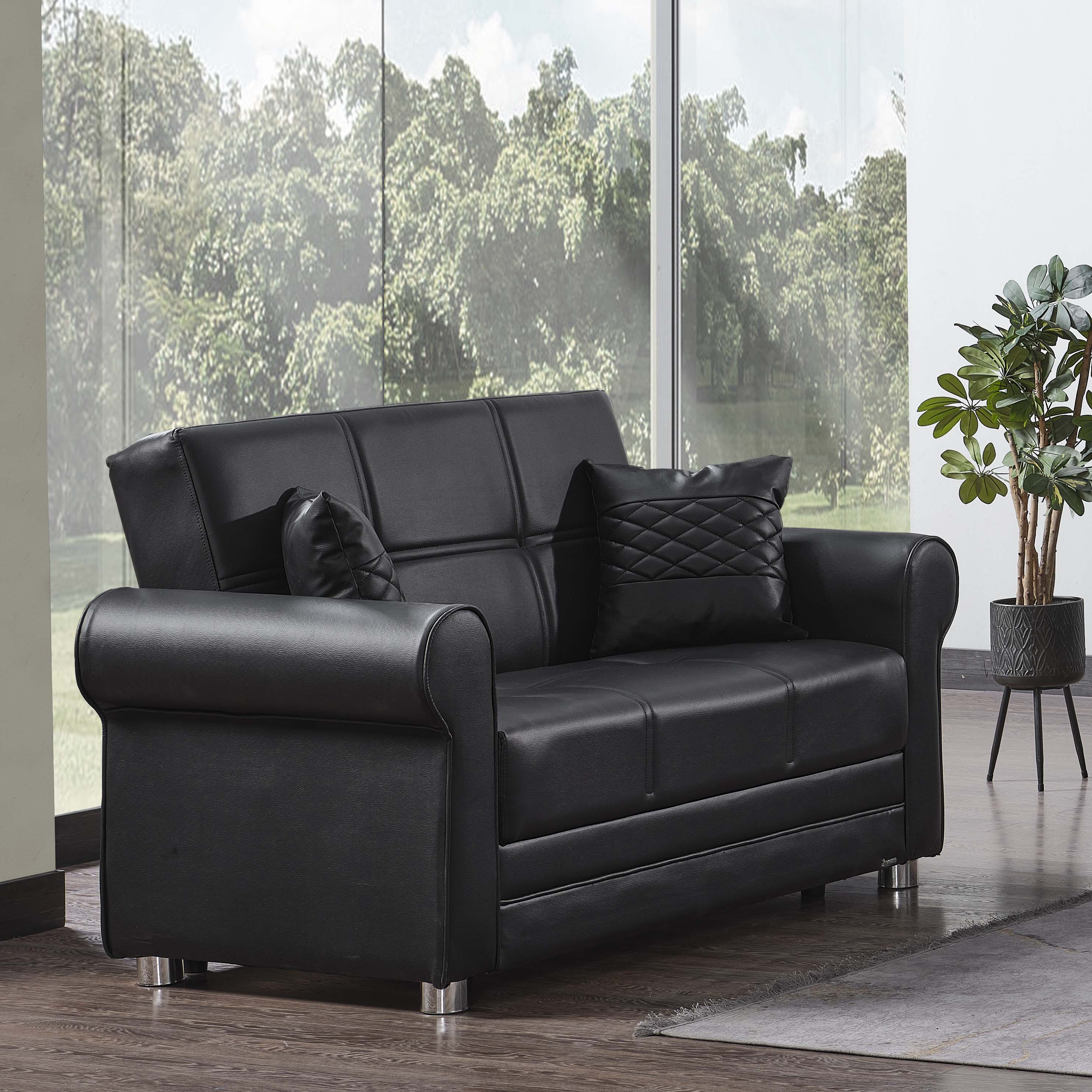 Avalon New Leatherette Convertible Loveseat