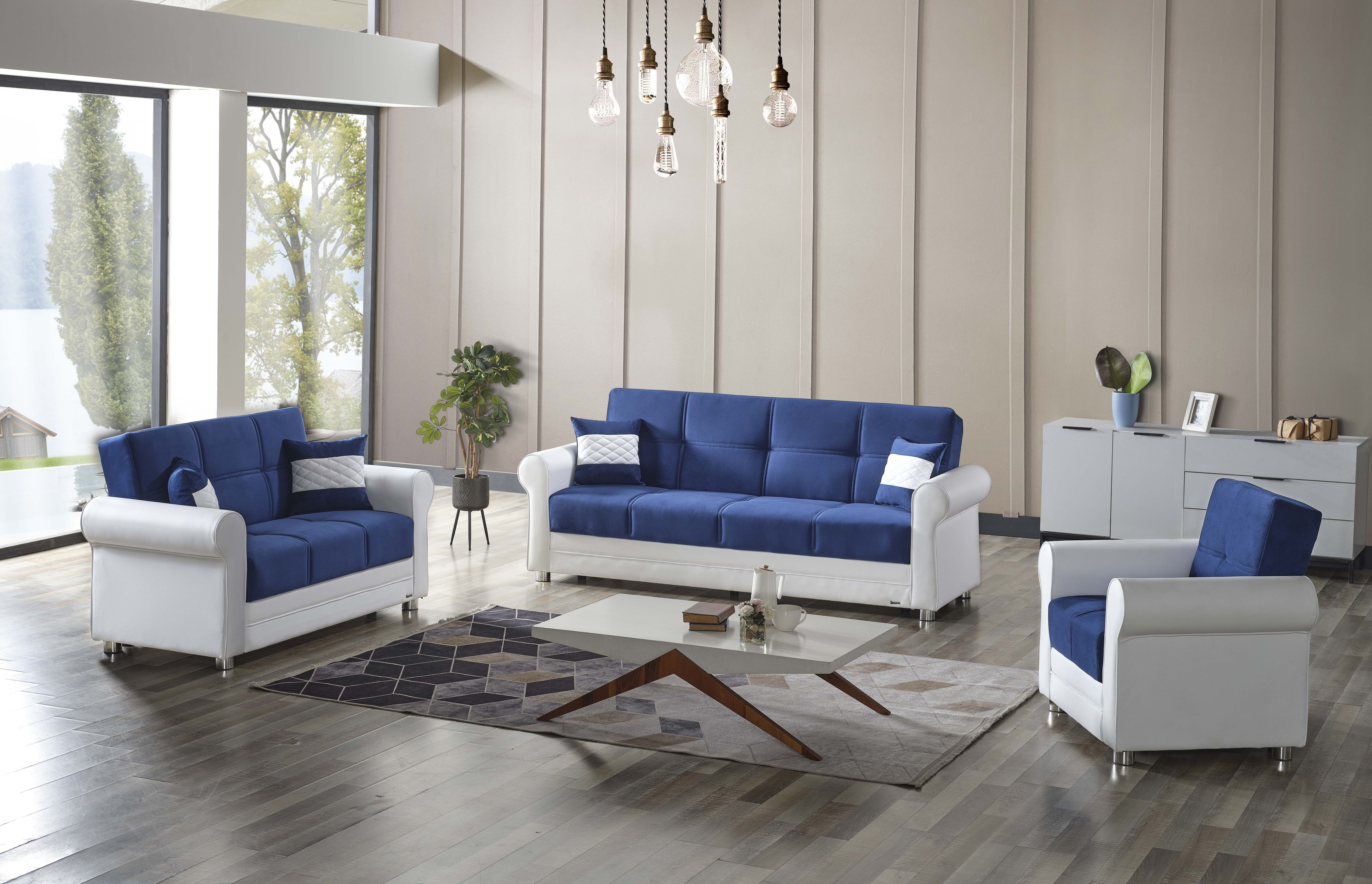 Avalon New Fabric/Leatherette Convertible Living Set