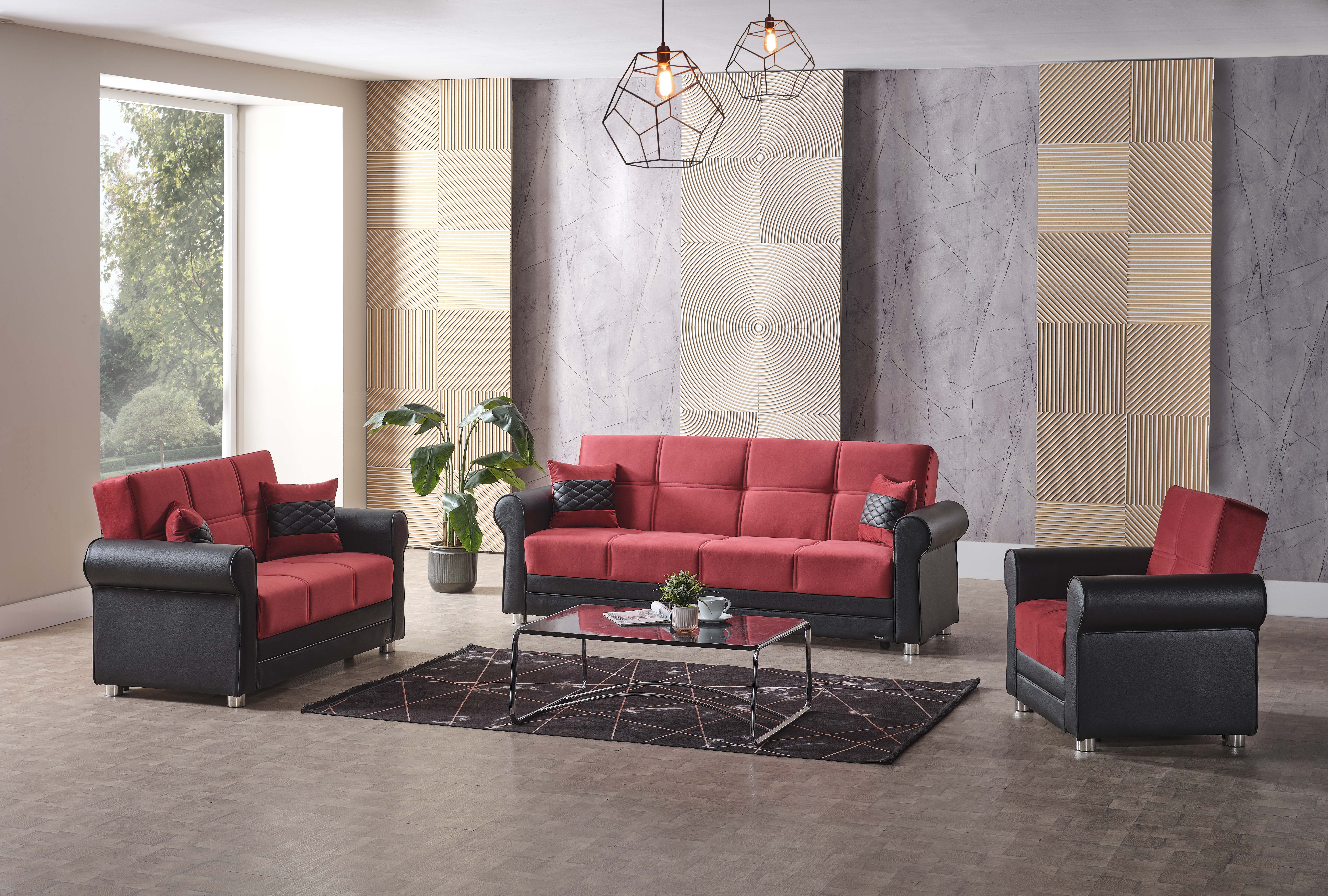 Avalon New Fabric/Leatherette Convertible Living Set