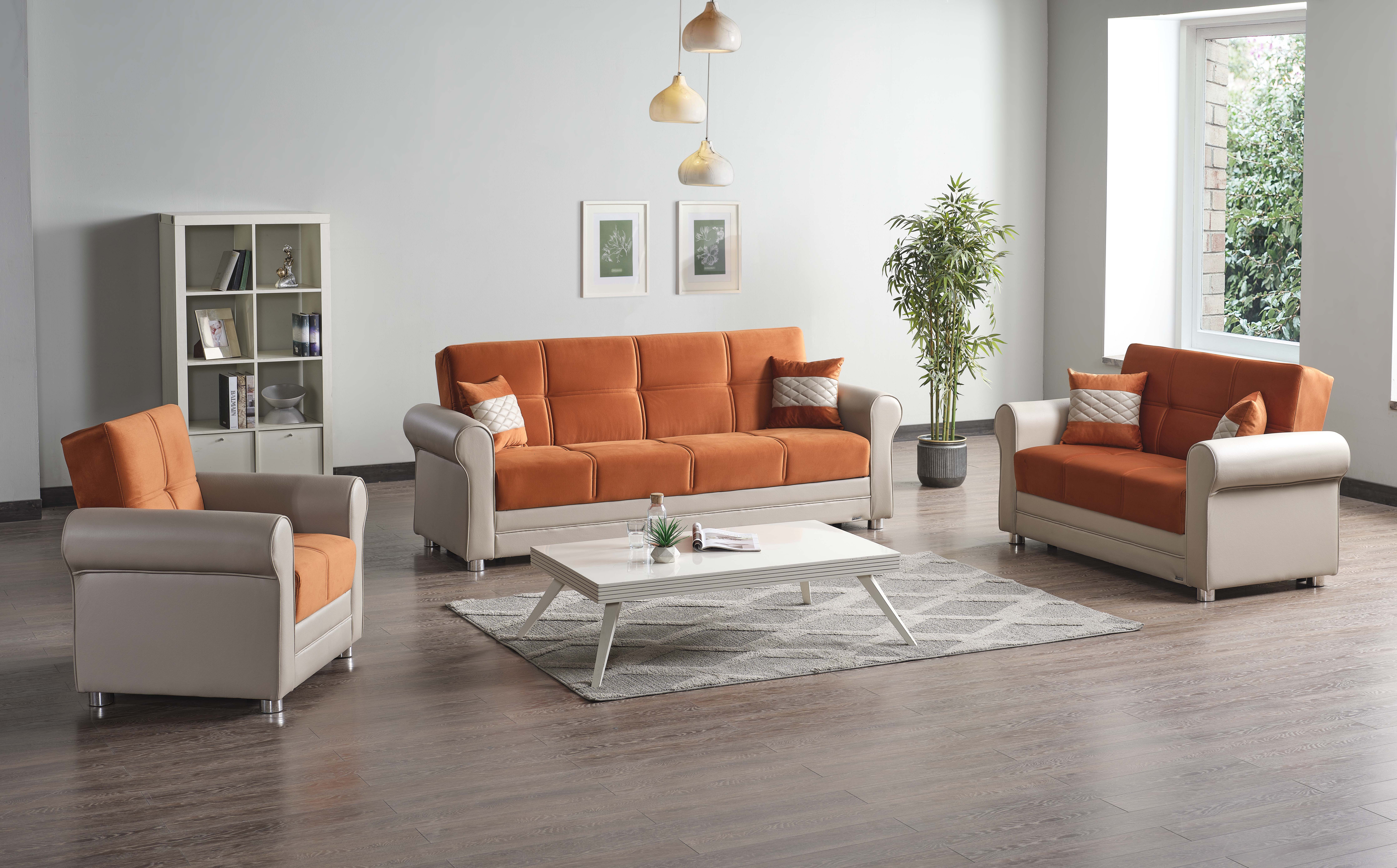 Avalon New Fabric/Leatherette Convertible Living Set