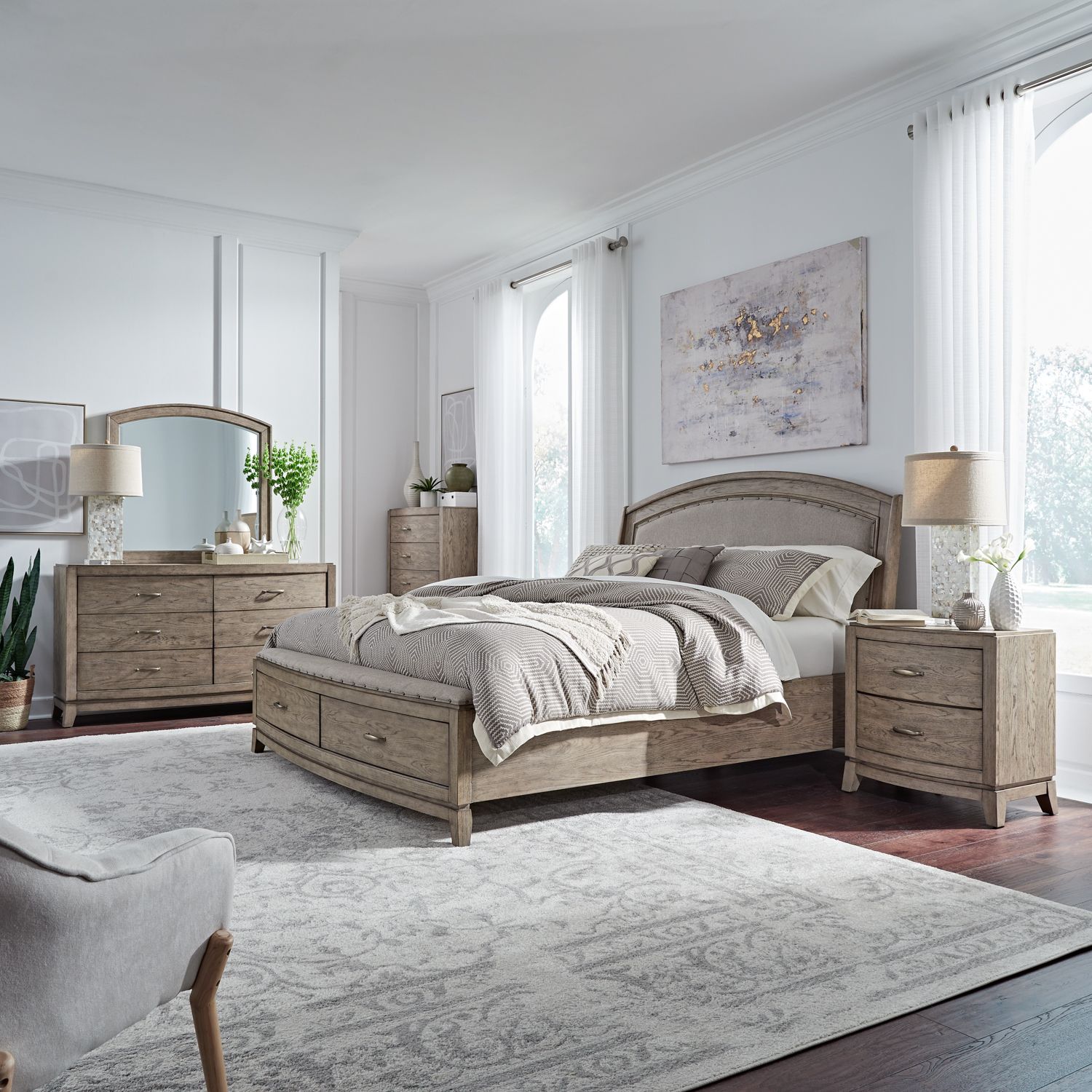 Avalon Wood 2-Drawer Nightstand w/Charging Station