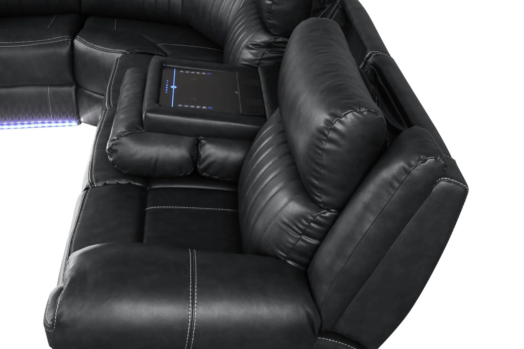 Aviator Recliner Sectional Sofa with Bluetooth Speakers & LED Lights