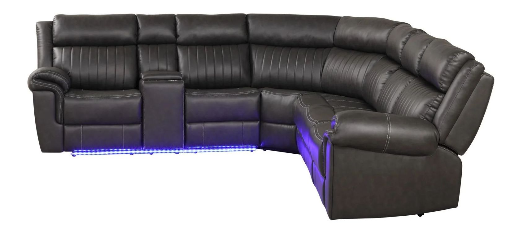 Aviator Recliner Sectional Sofa with Bluetooth Speakers & LED Lights