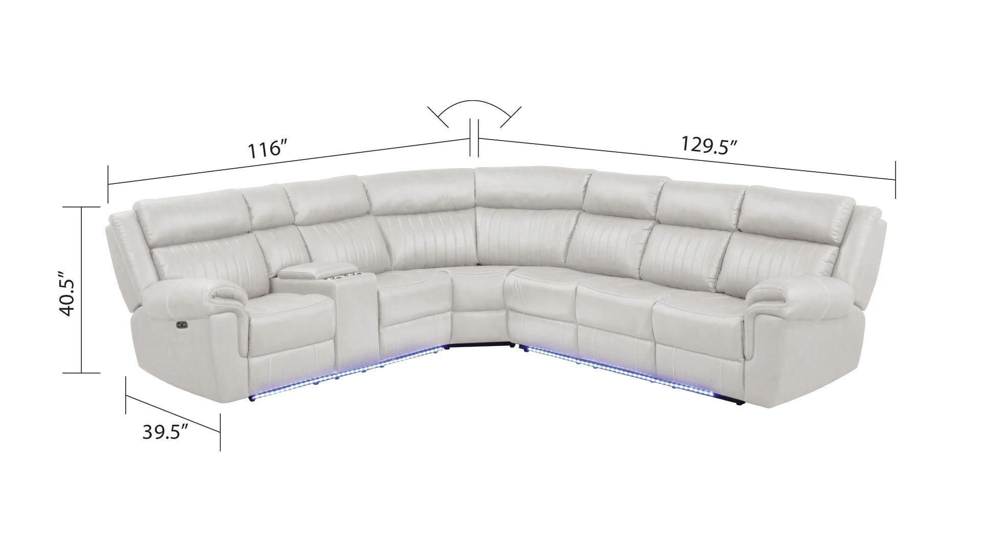 Aviator Recliner Sectional Sofa with Bluetooth Speakers & LED Lights