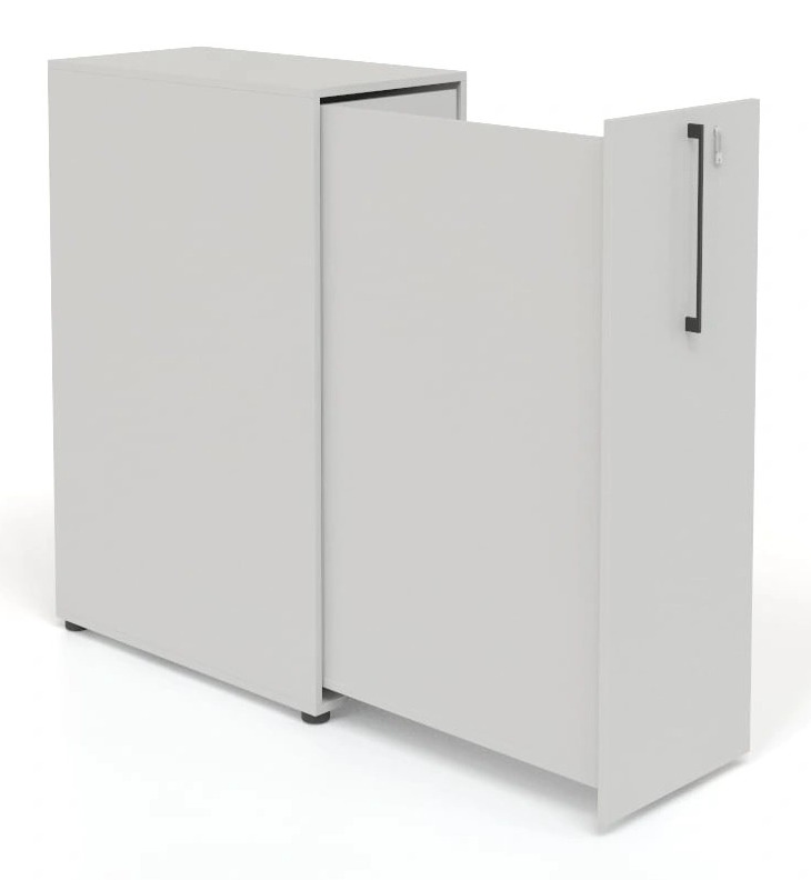 Boxi Office Lockable Storage Tower w/1 Shelf, 2 Metal Shelves, 2 Small Drawers & USB Port, Left Hand
