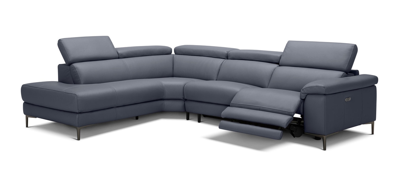 Axel Top Grain Leather Match Sectional w/Recliner