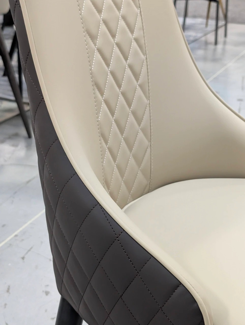 Ayla PU Dining Side Chair with Gold Accented Metal Legs