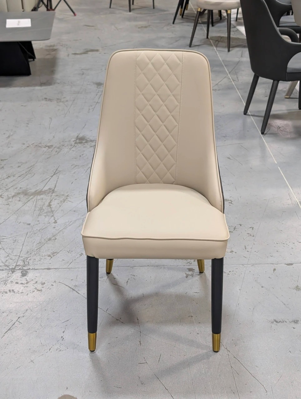 Ayla PU Dining Side Chair with Gold Accented Metal Legs