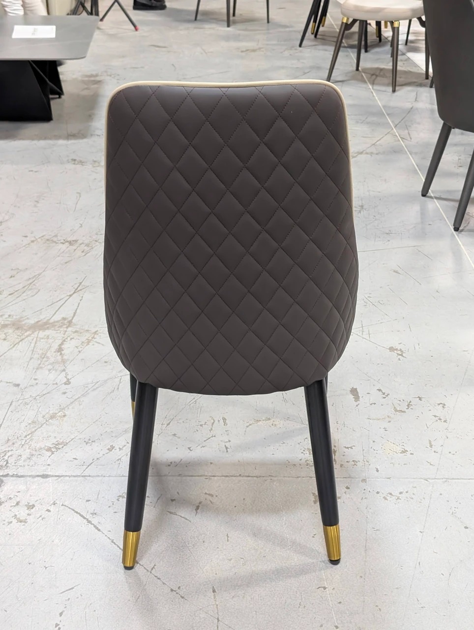 Ayla PU Dining Side Chair with Gold Accented Metal Legs