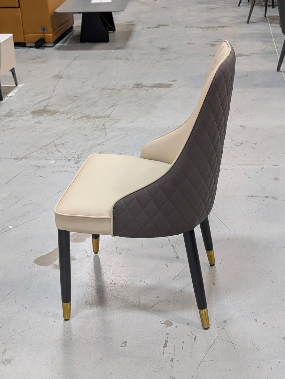 Ayla PU Dining Side Chair with Gold Accented Metal Legs