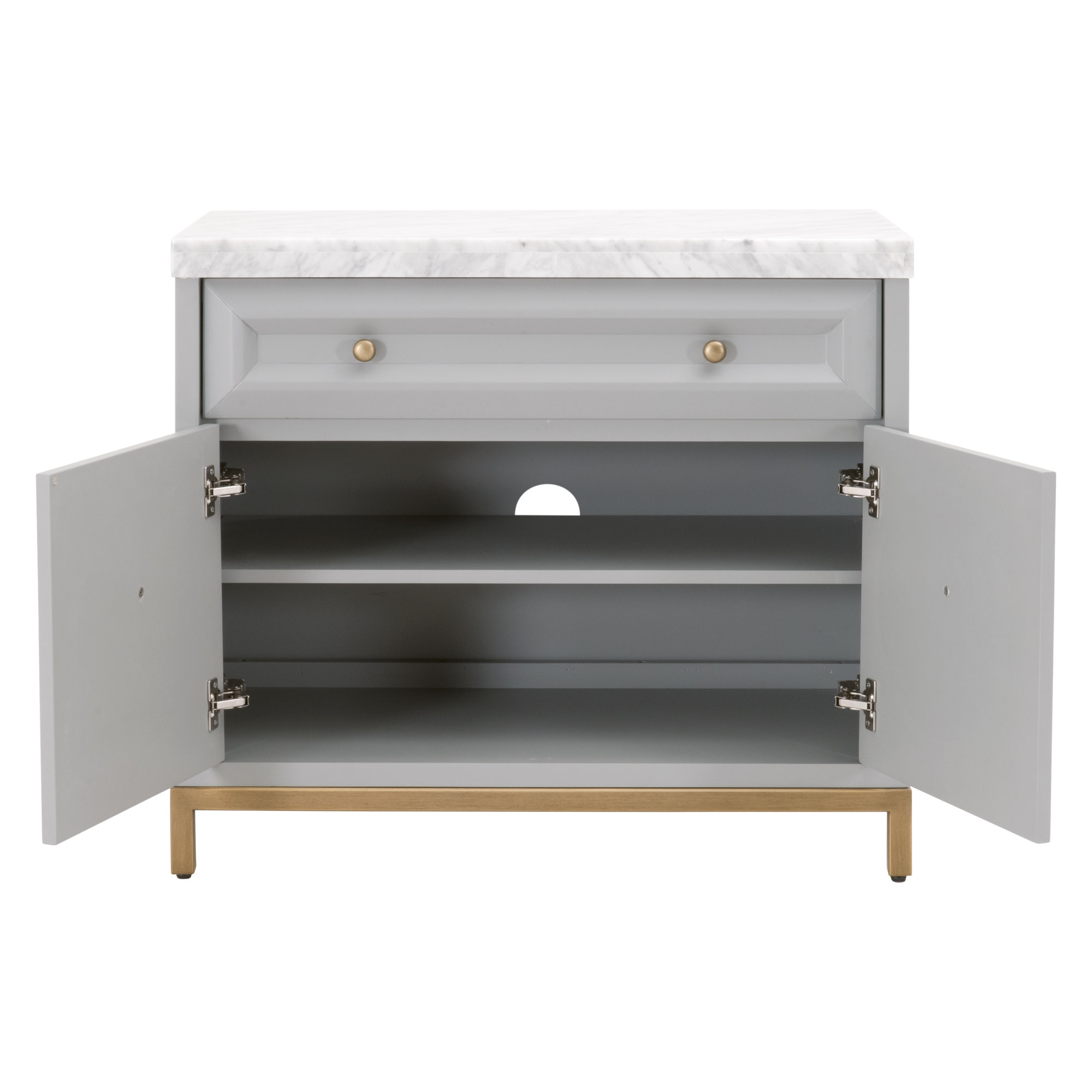 Azure Wood/Marble Media Chest w/2 Doors & Drawer