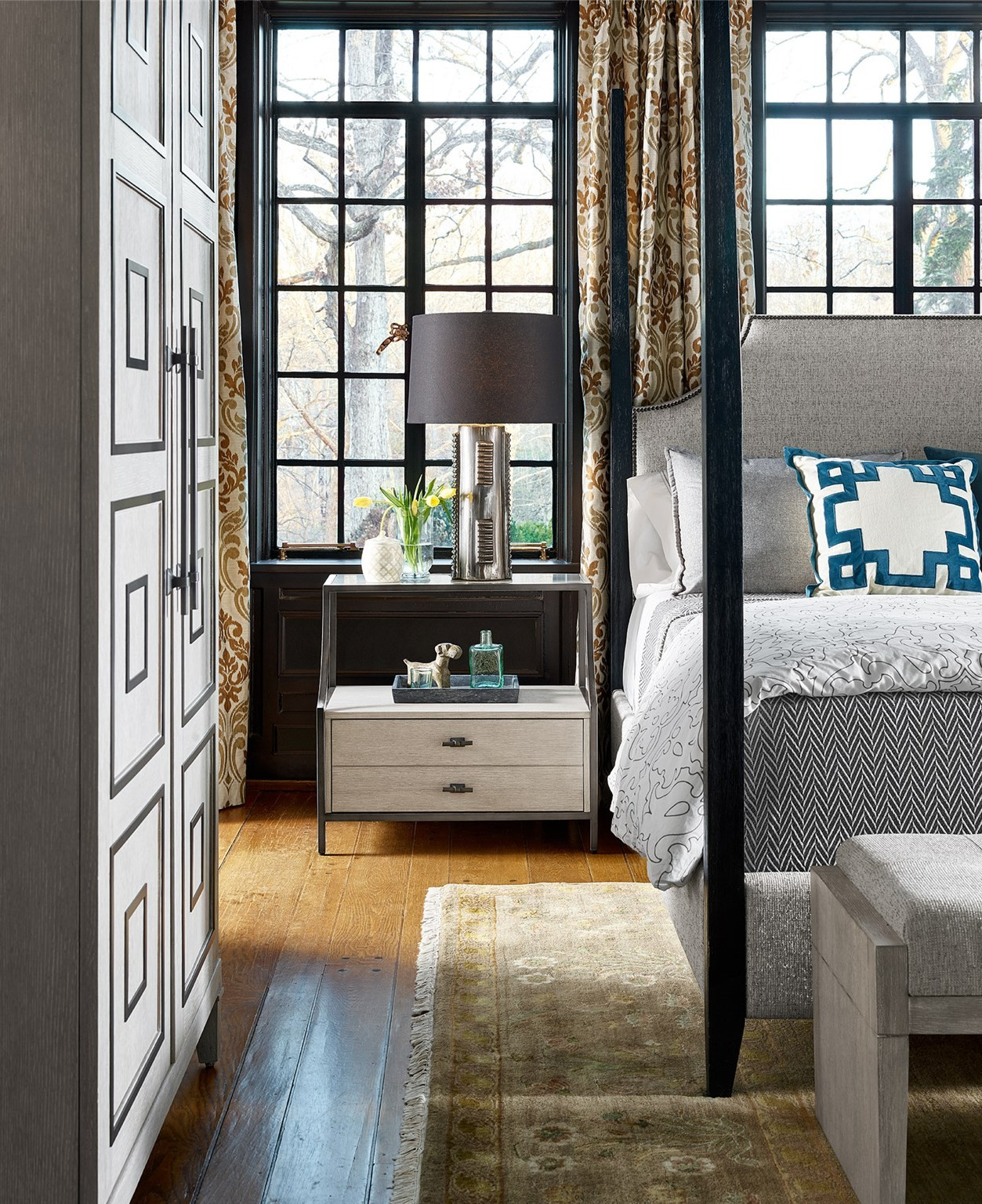 Midtown Wood Stone Top Night Table w/2 Drawers