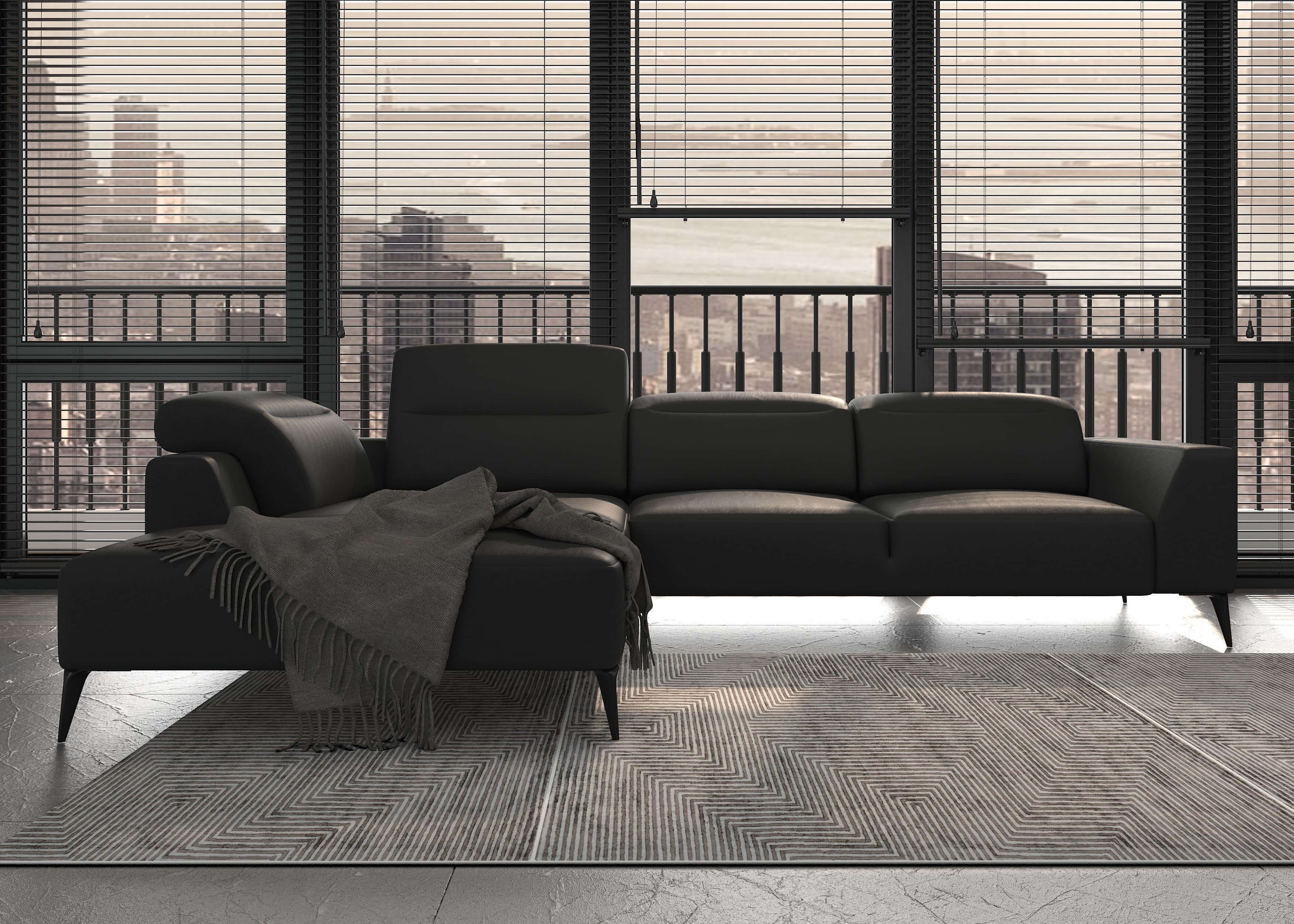 Luzzi 116" Premium Italian Leather Left Arm Chaise Sectional
